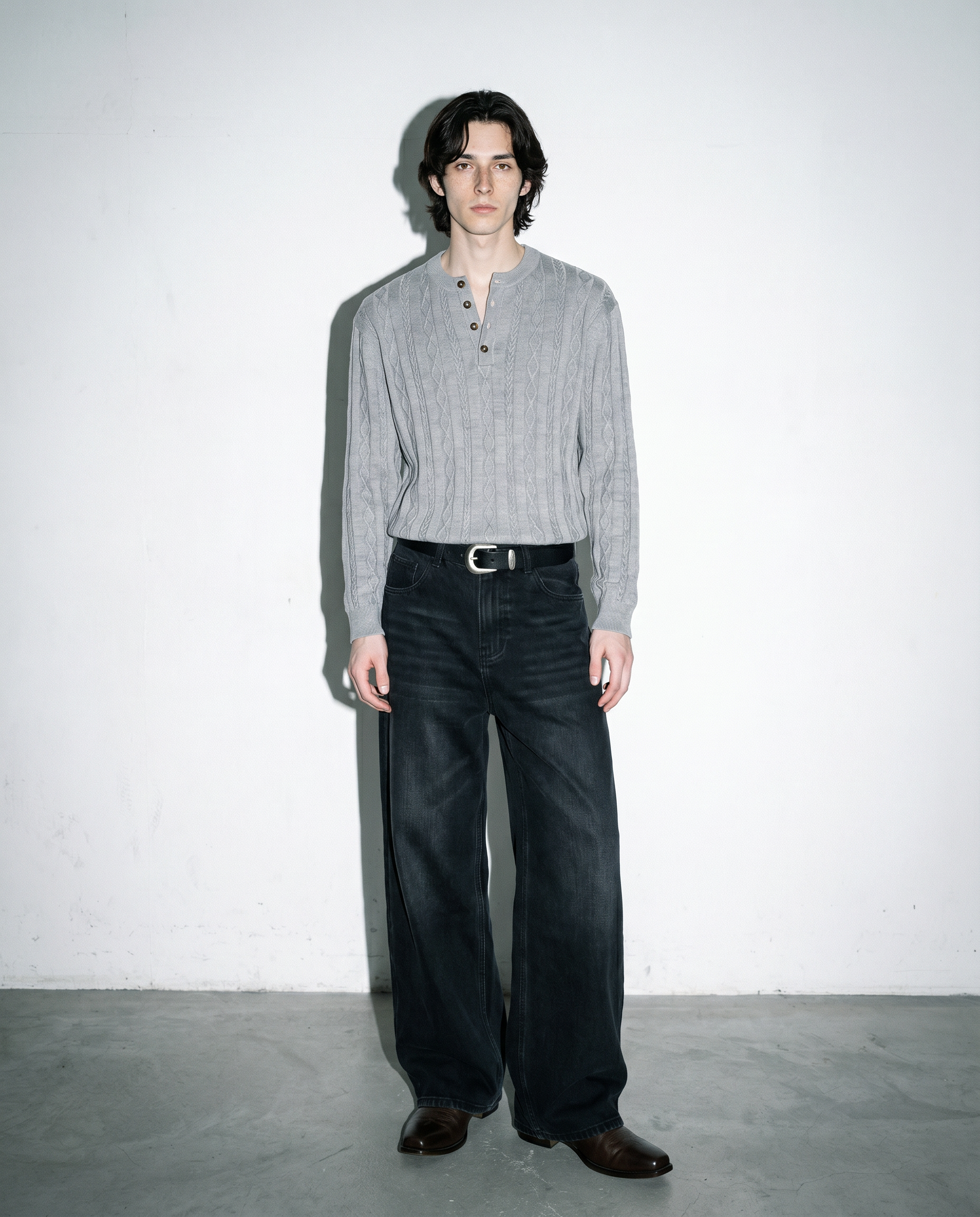 Cable Knit Henley Pullover Top-18