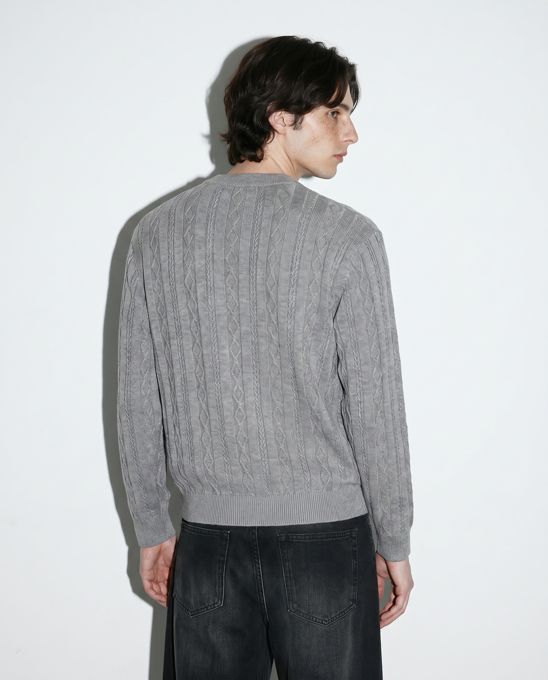 Cable Knit Henley Pullover Top-16