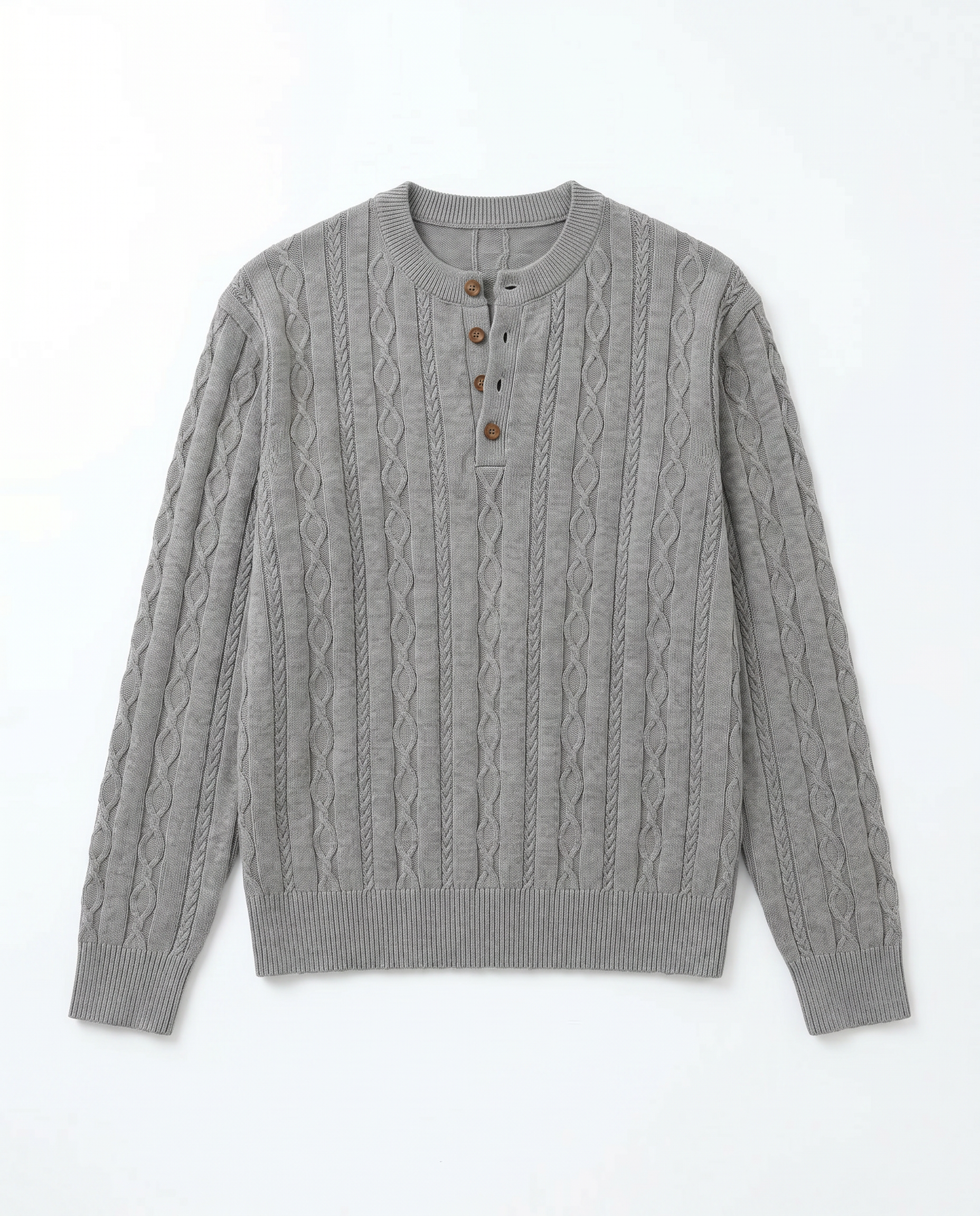 Cable Knit Henley Pullover Top-21