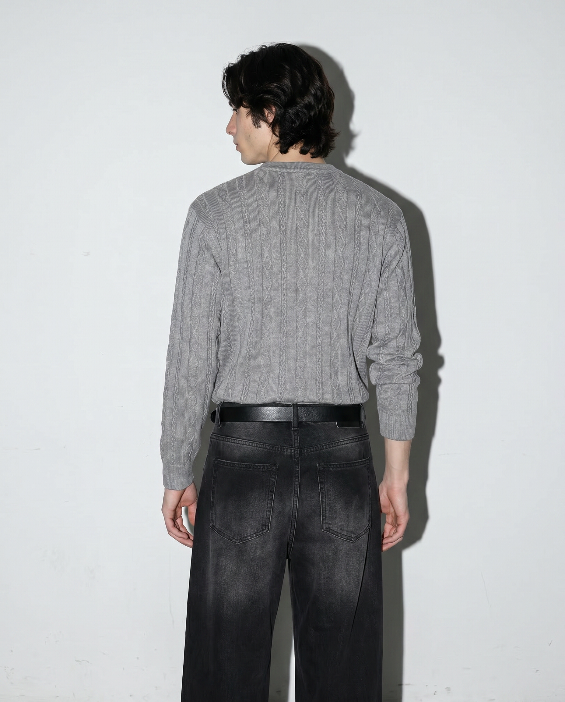 Cable Knit Henley Pullover Top-17