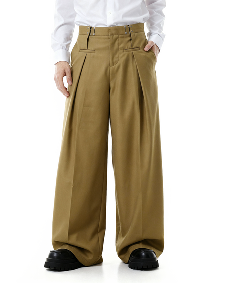 Adjustable Waist Hook Pleated Pants - nightcity clothing