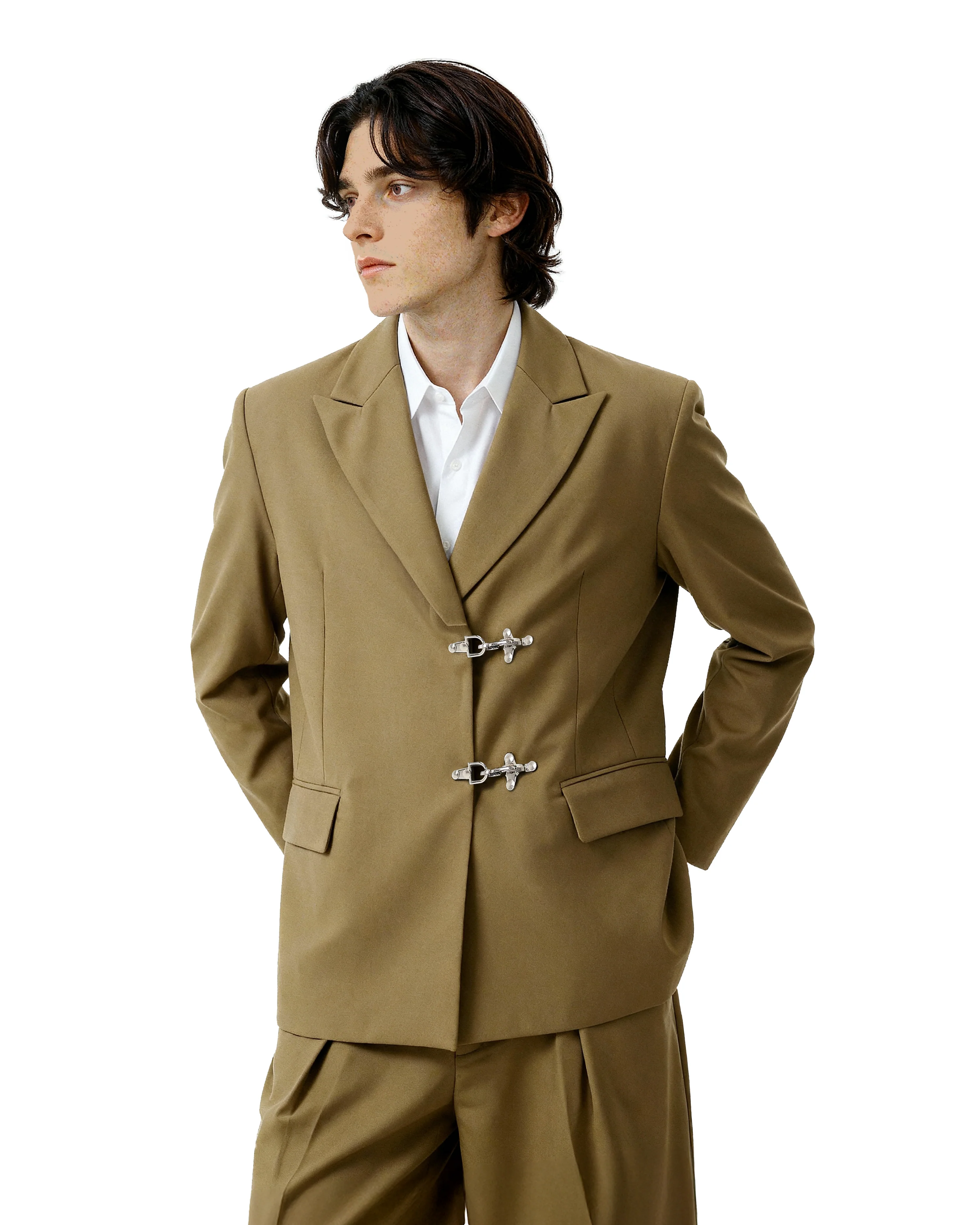 Oversized Fireman Buckle Blazer - nightcity clothing