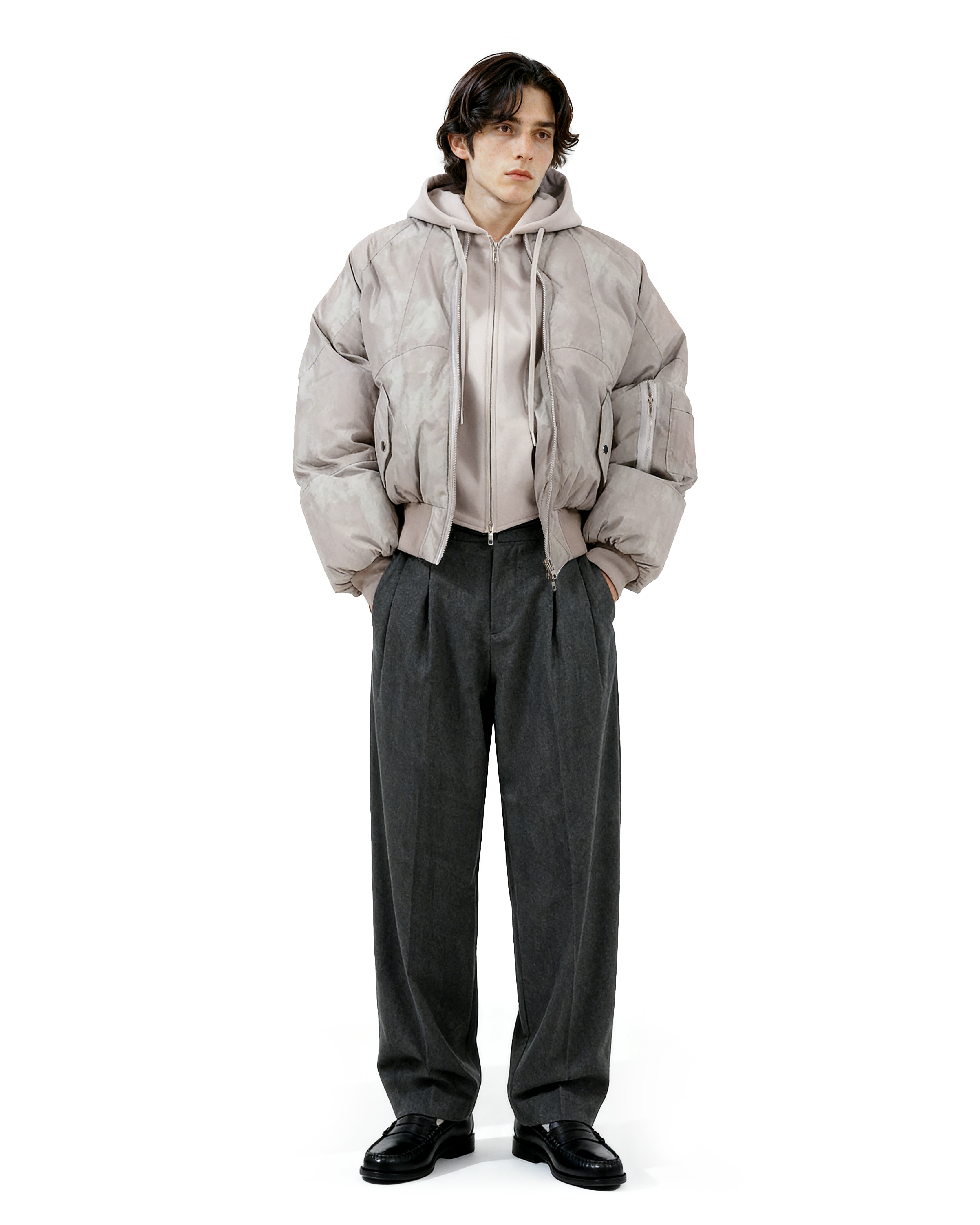 Oversized Mock Two-Piece Hooded Puffer Jacket - nightcity clothing