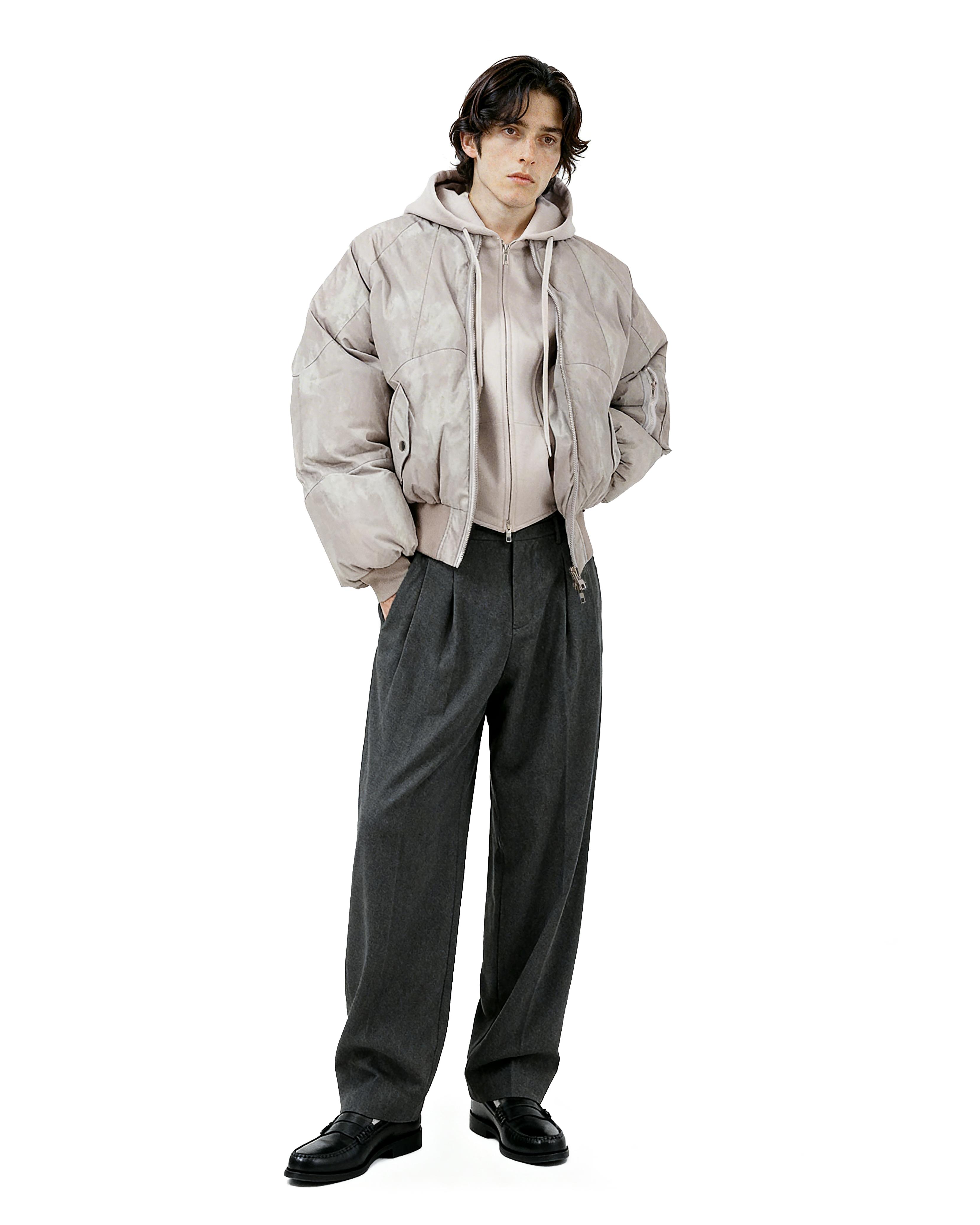 Oversized Mock Two-Piece Hooded Puffer Jacket - nightcity clothing