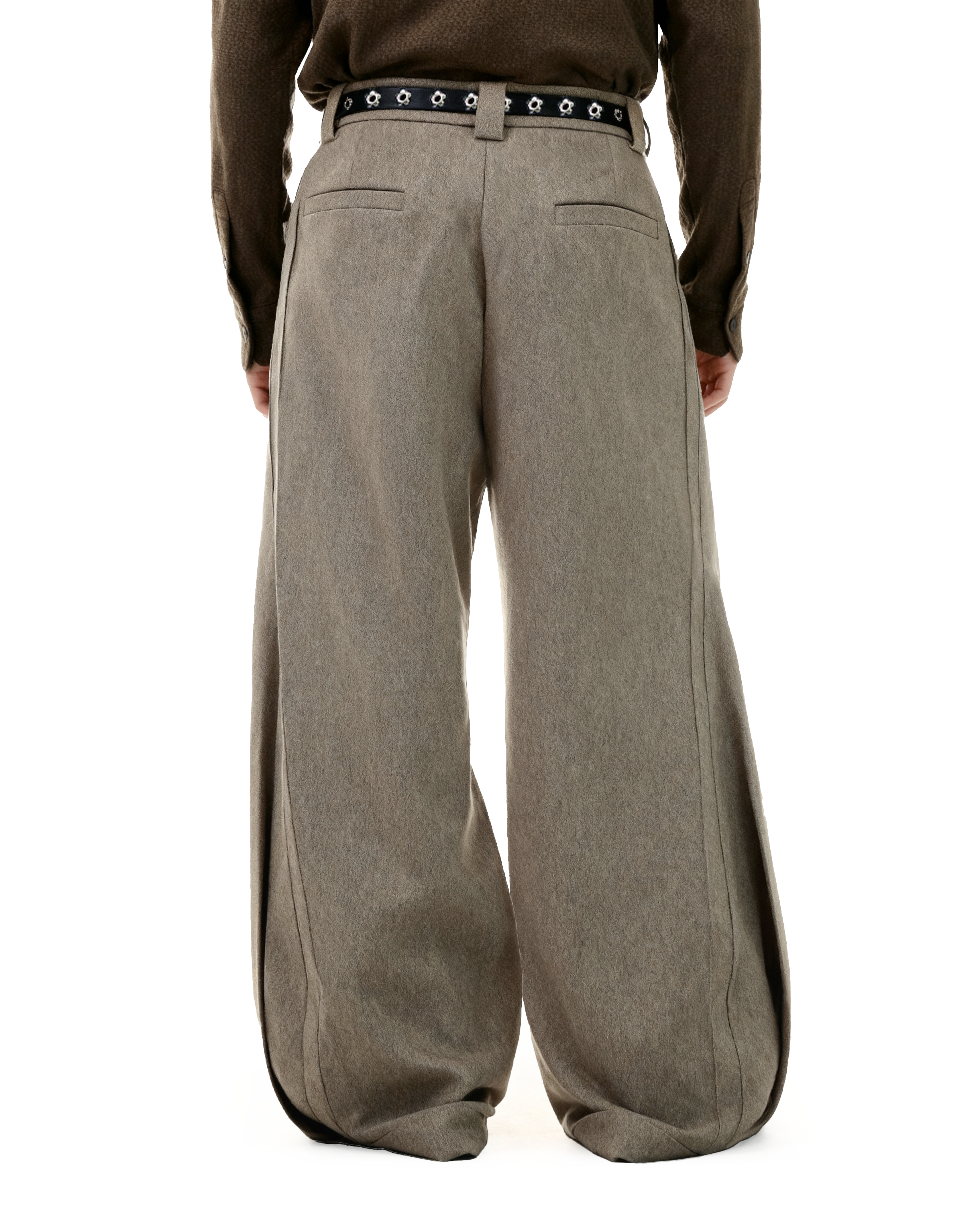 Barrel-Leg Panel Pleated Trousers-3