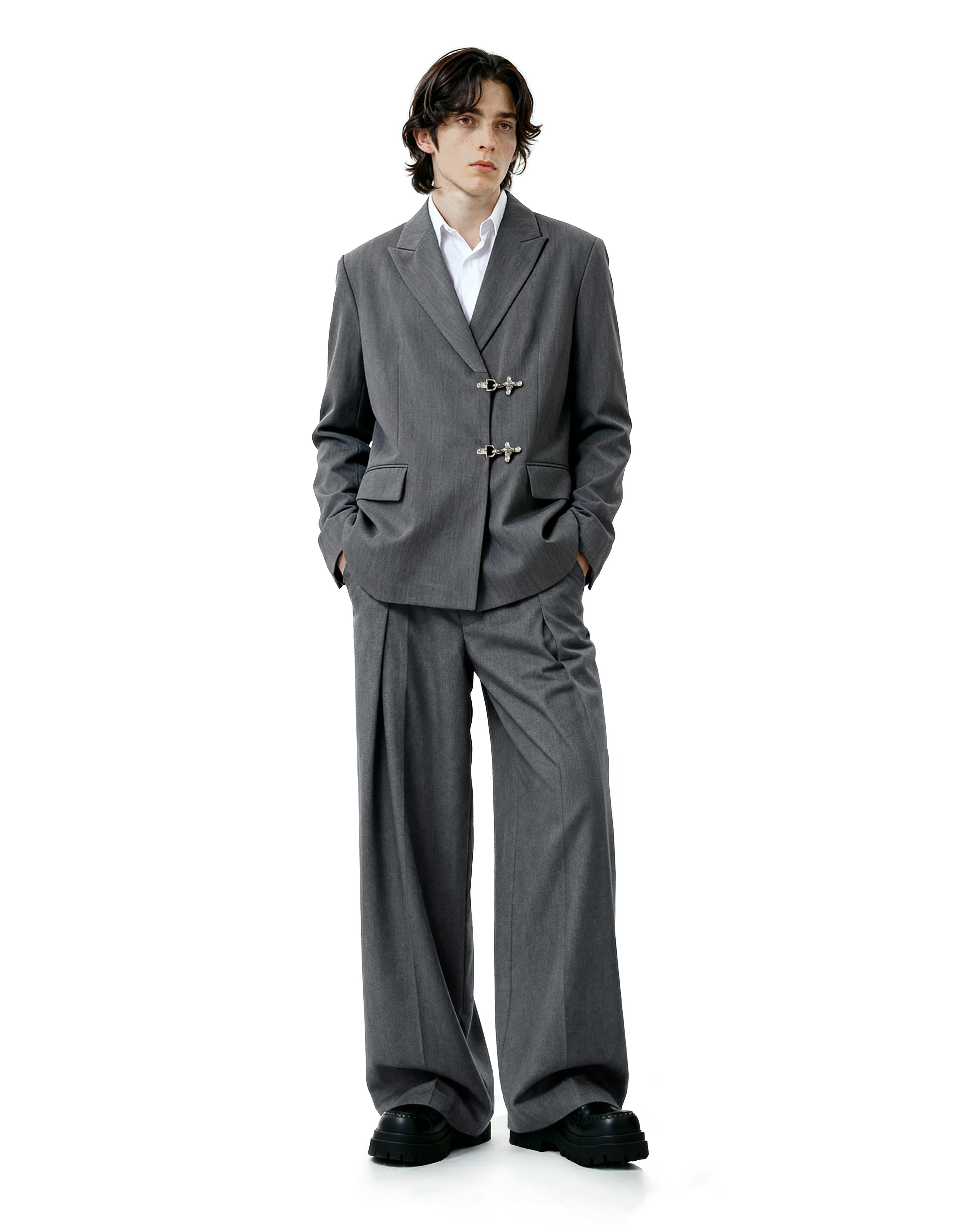 Oversized Fireman Buckle Blazer - nightcity clothing