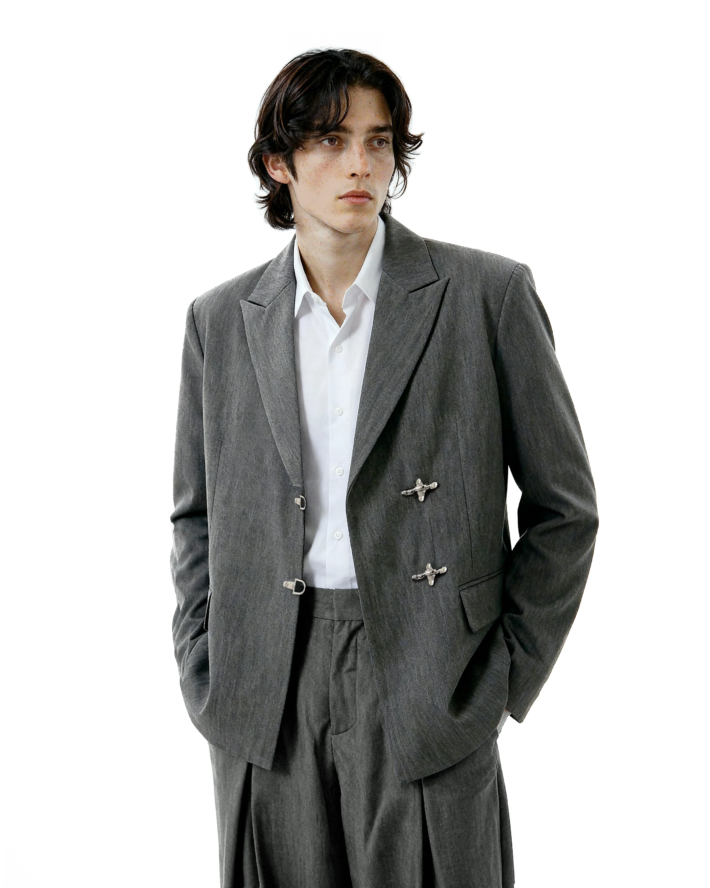 Oversized Fireman Buckle Blazer - nightcity clothing