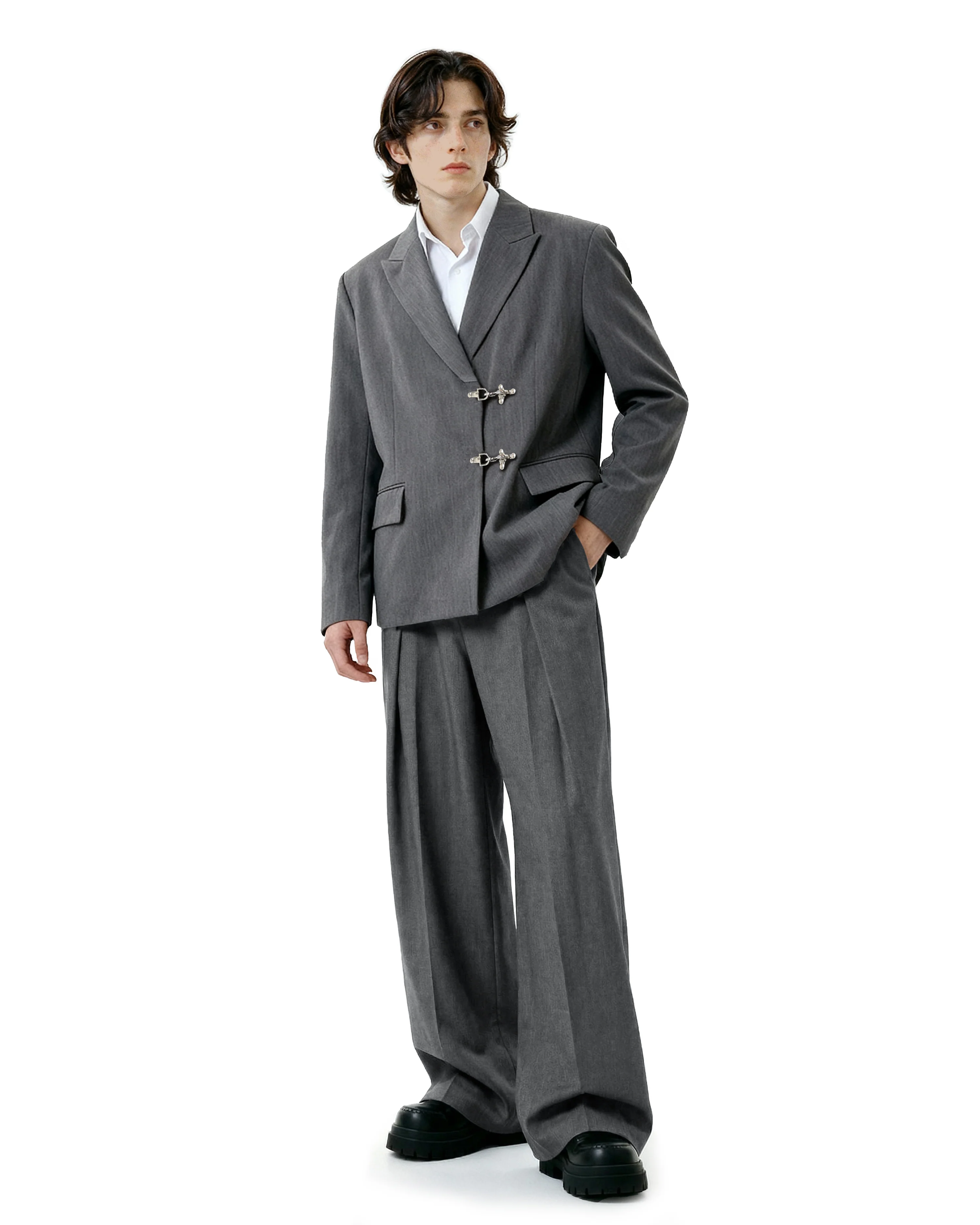 Oversized Fireman Buckle Blazer - nightcity clothing