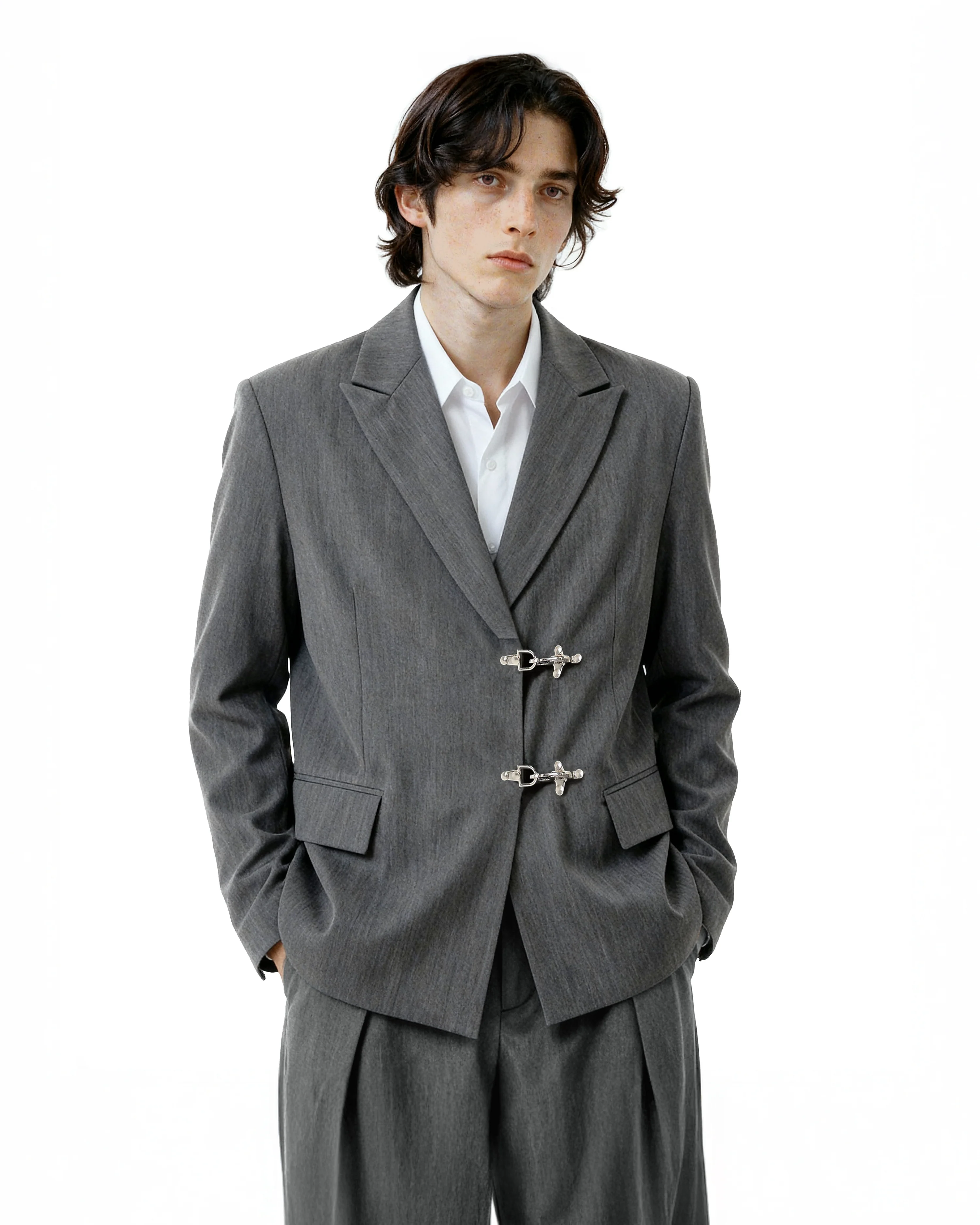 Oversized Fireman Buckle Blazer - nightcity clothing