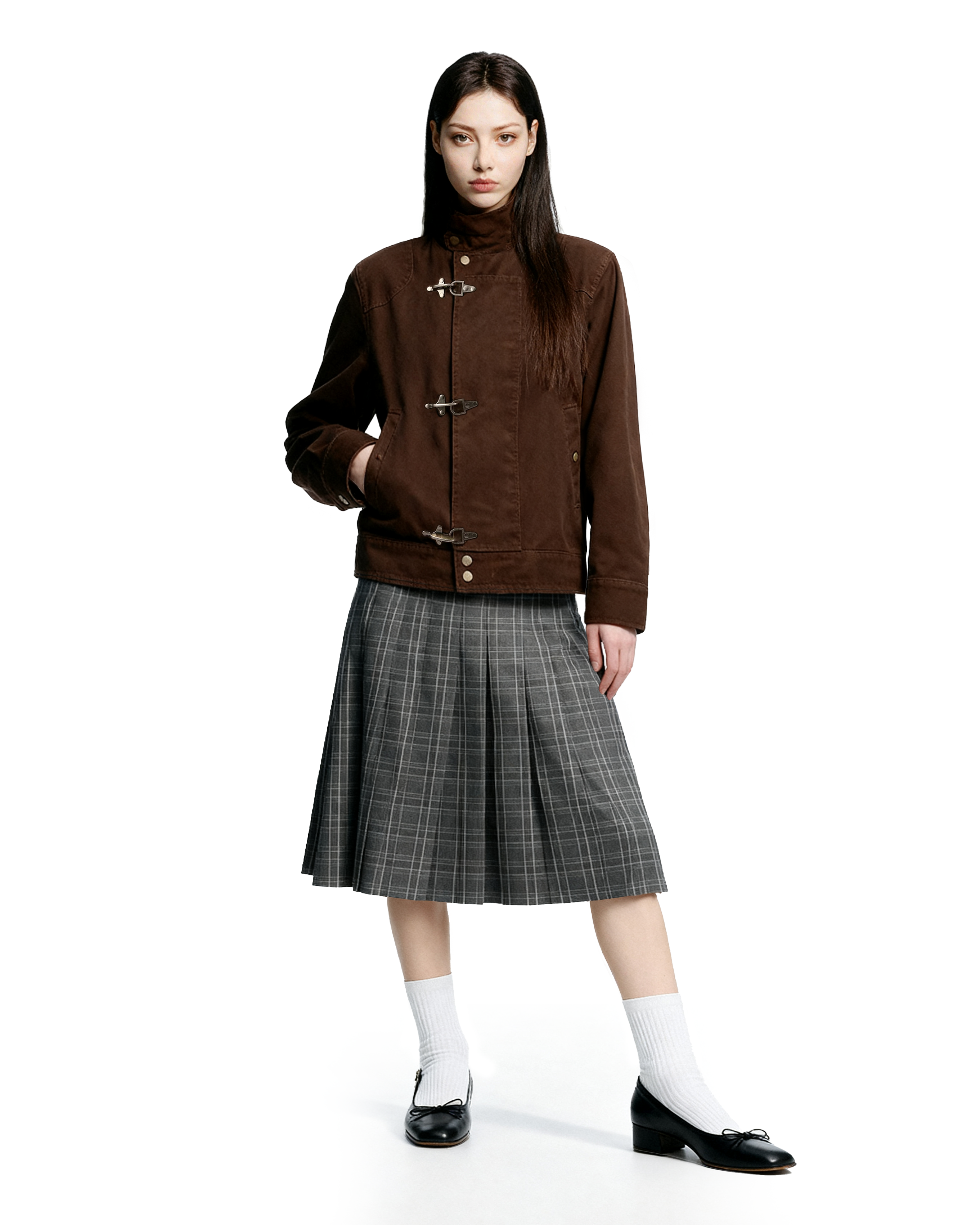 Overlap Worker Jacket with Oversized Fireman Clasps - nightcity clothing