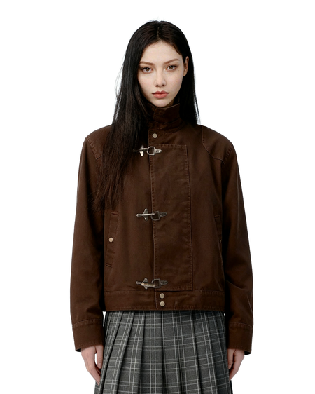 Overlap Worker Jacket with Oversized Fireman Clasps - nightcity clothing