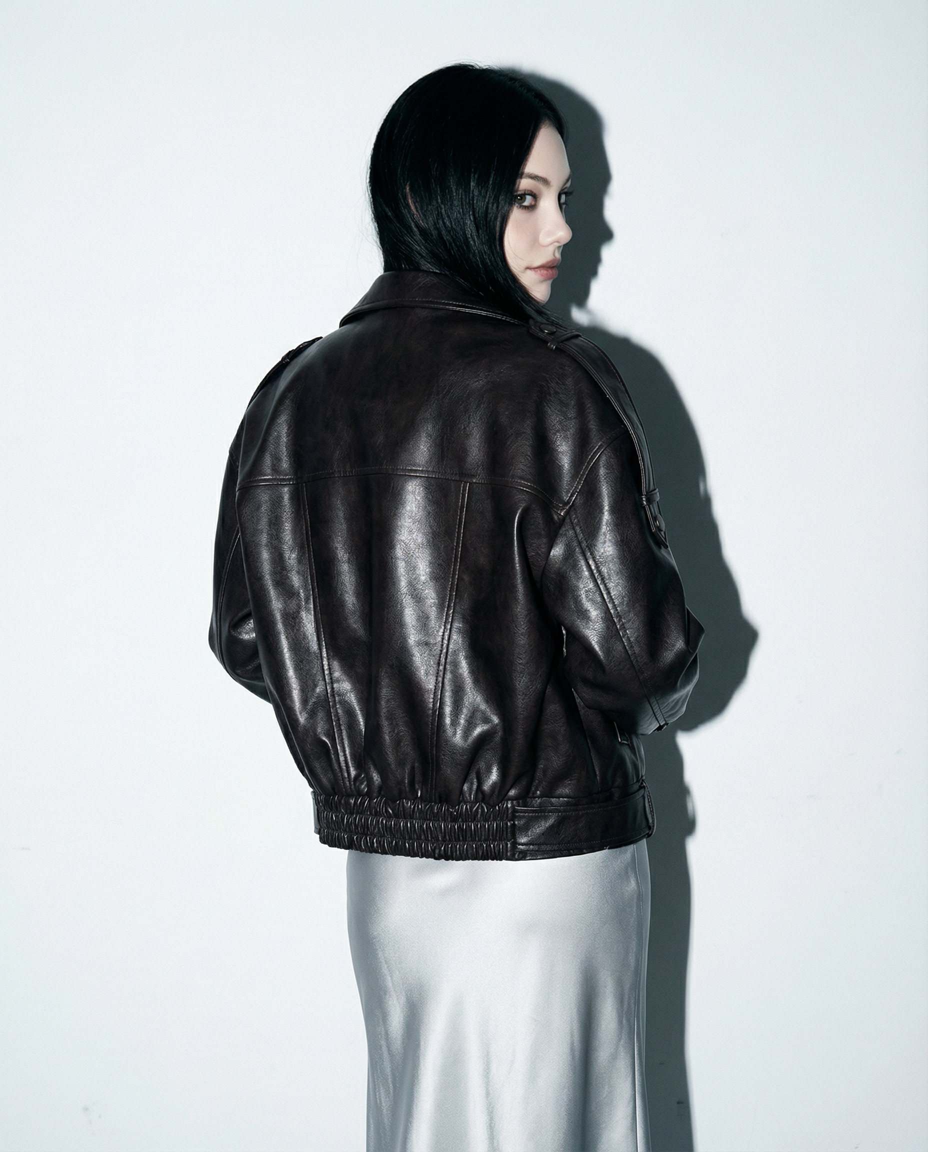Faux Leather Asymmetric Belted Moto Jacket - nightcity clothing