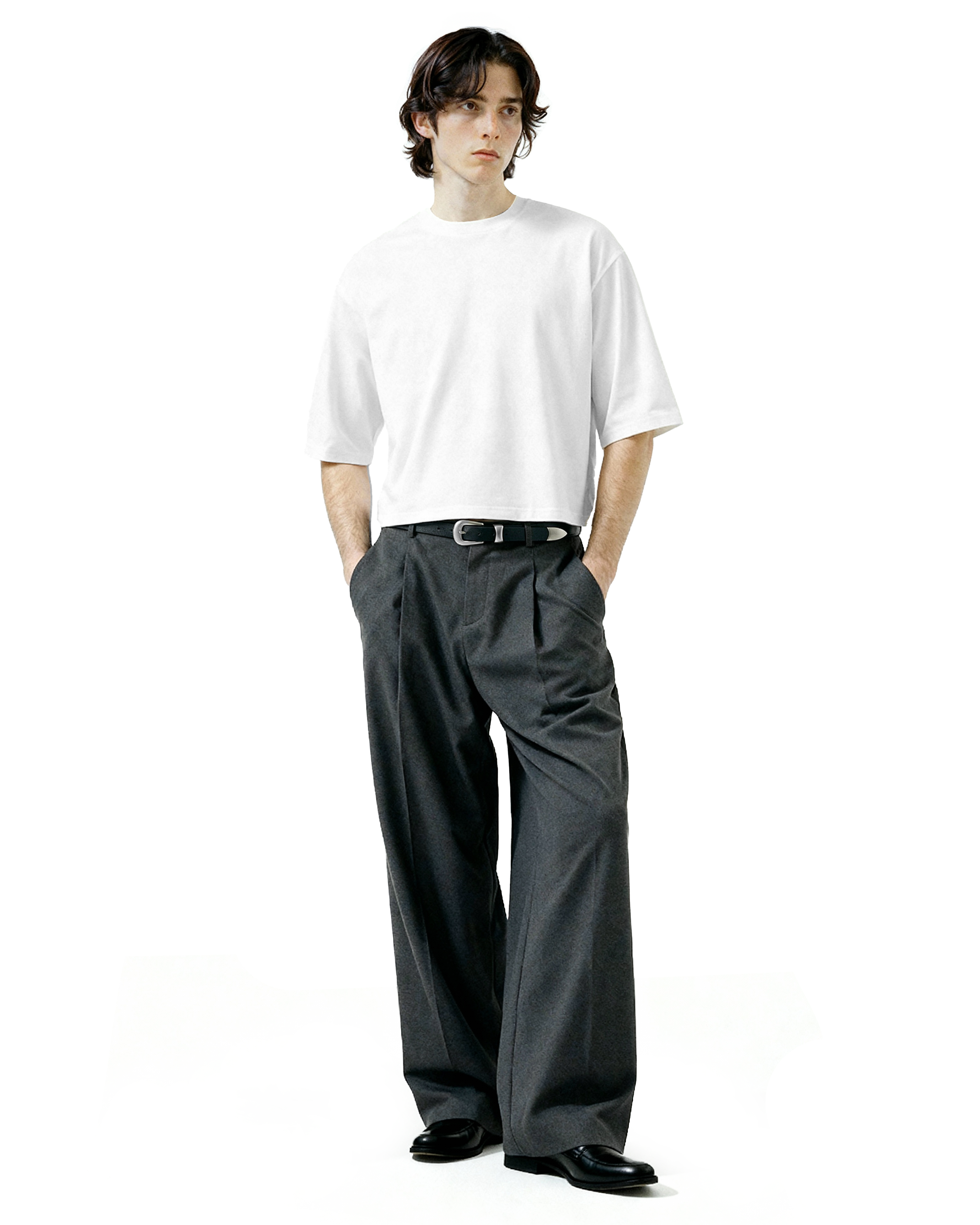 Chunky Metal Buckle Faux Leather Skinny Belt - nightcity clothing