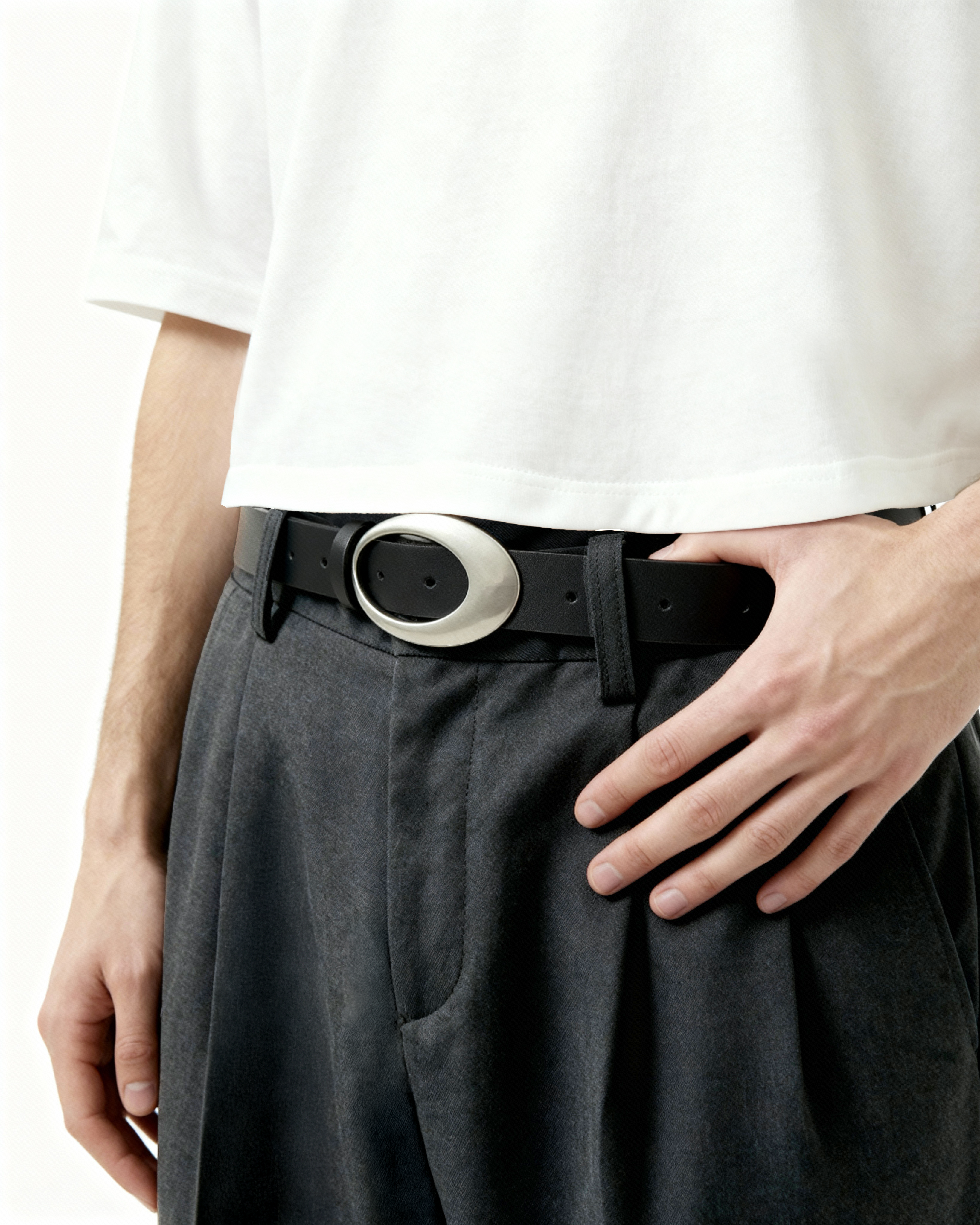 Crescent Moon Faux Leather Skinny Belt - nightcity clothing