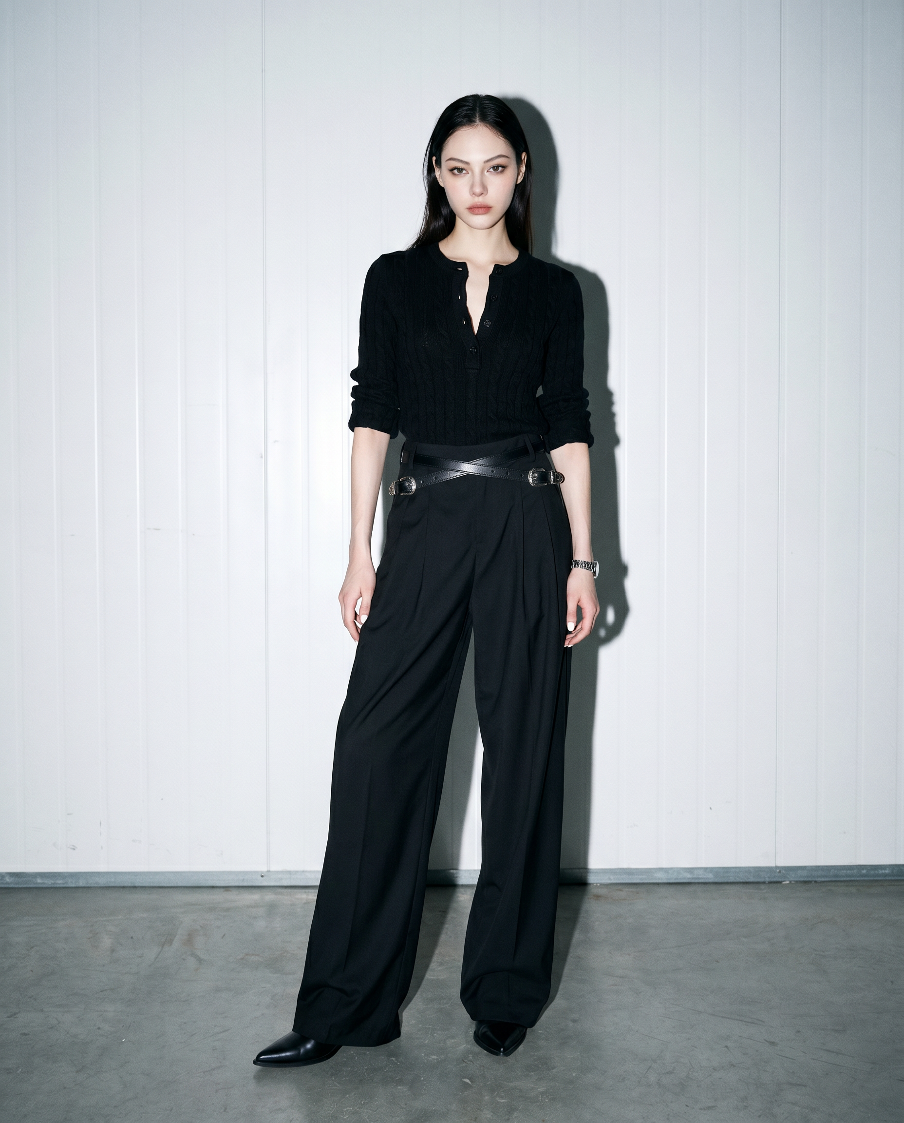 Crisscross Belt High Waist Pleated Pants-9