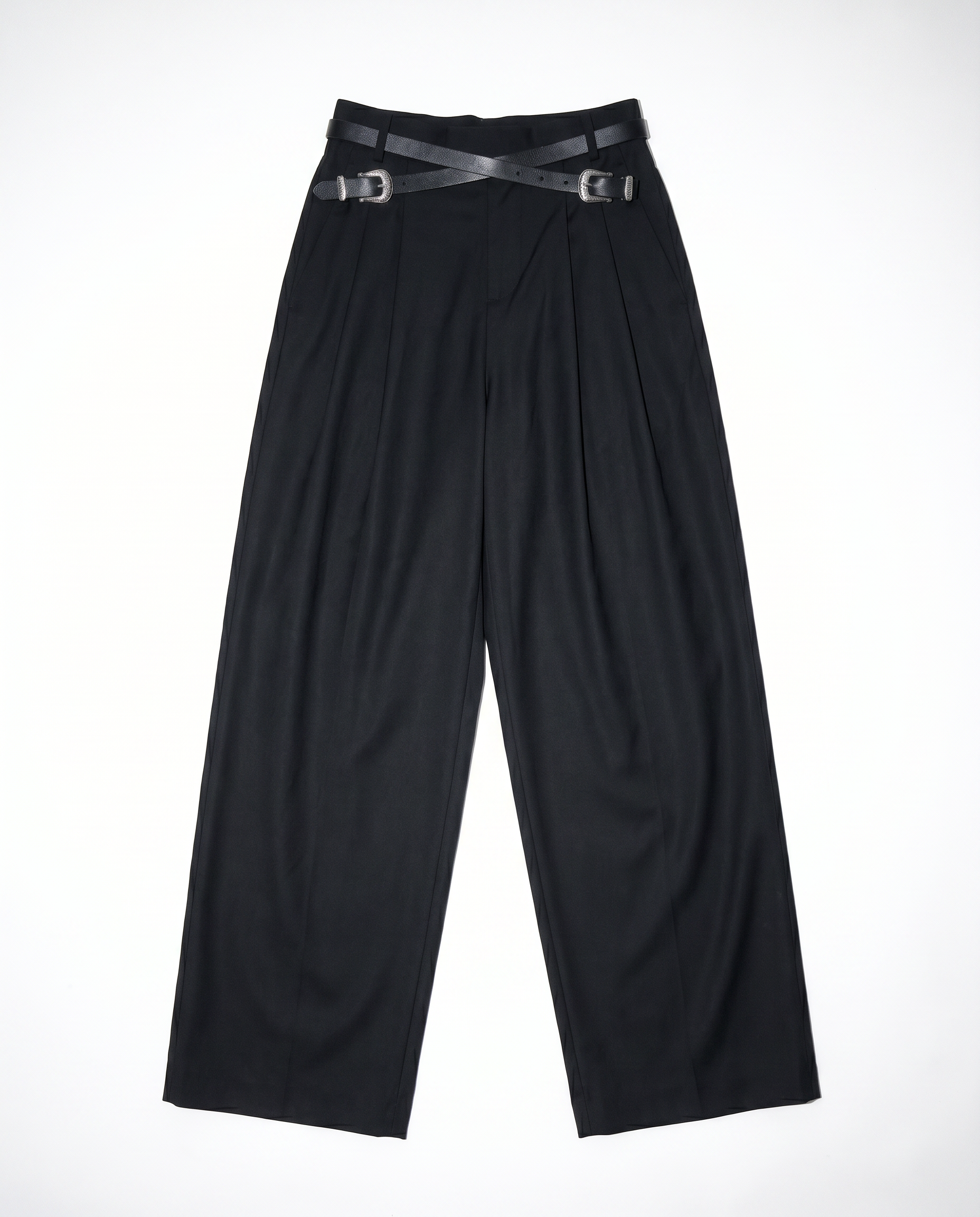 Crisscross Belt High Waist Pleated Pants-10