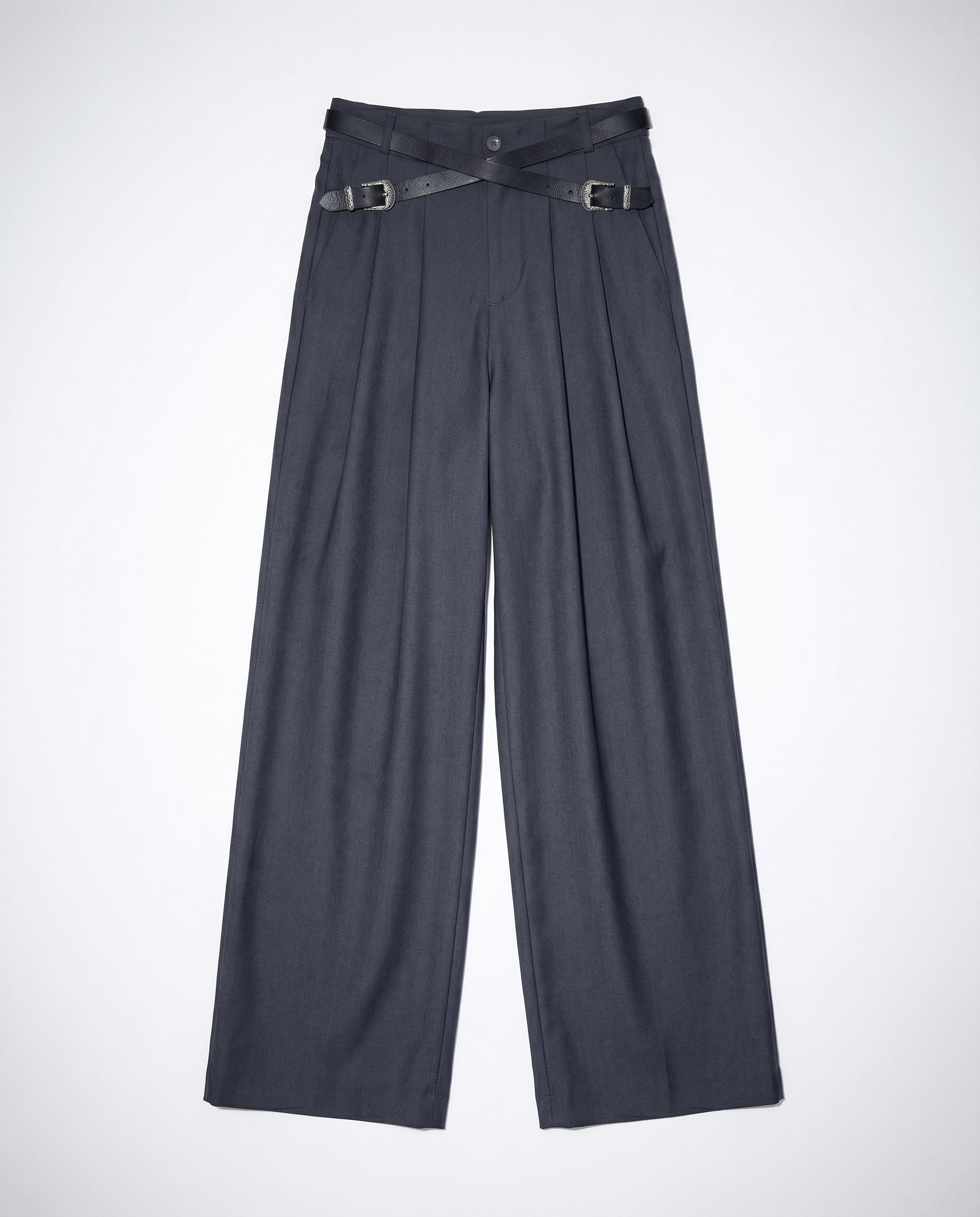 Crisscross Belt High Waist Pleated Pants-18