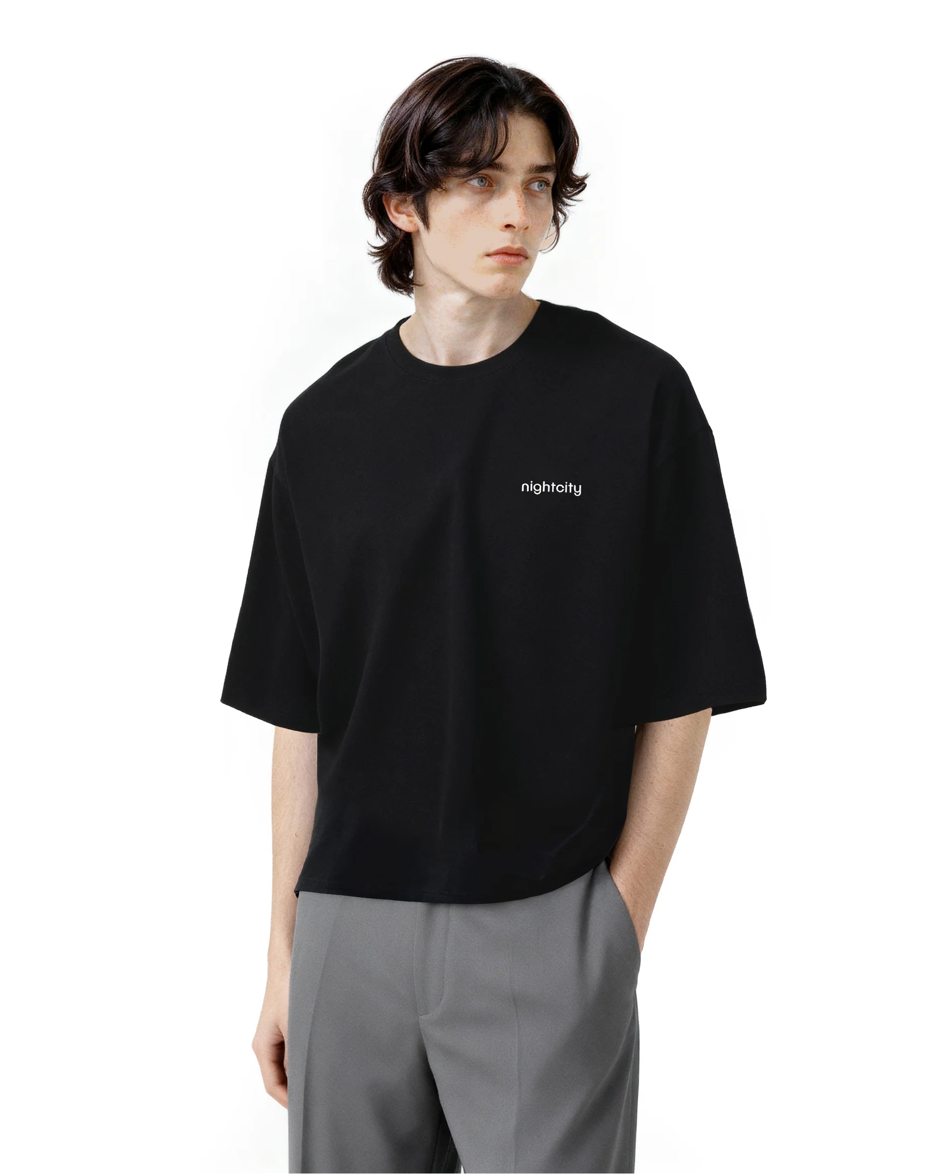 Cropped Oversized Nightcity Logo Cotton T-Shirt