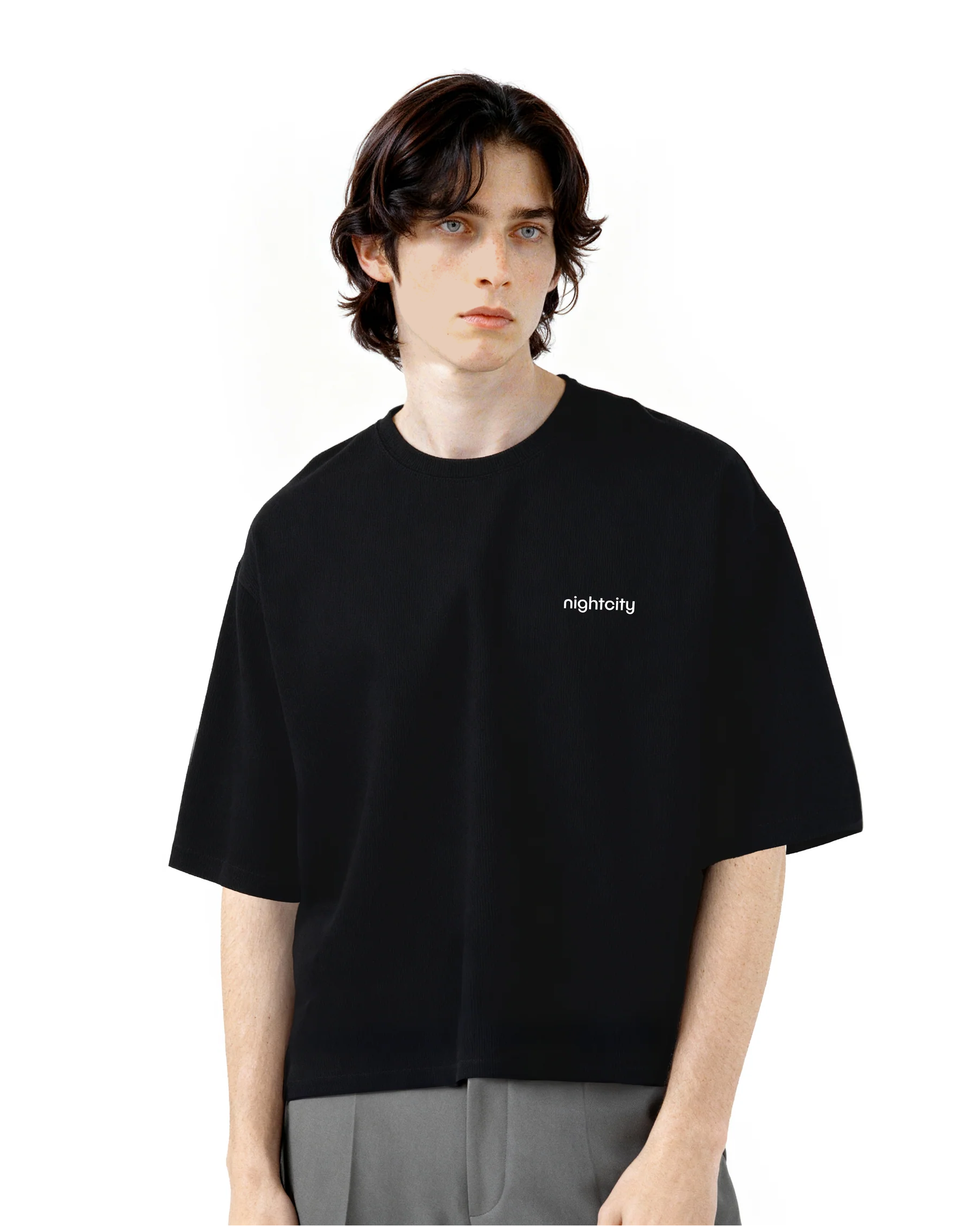 Cropped Oversized Nightcity Logo Cotton T-Shirt