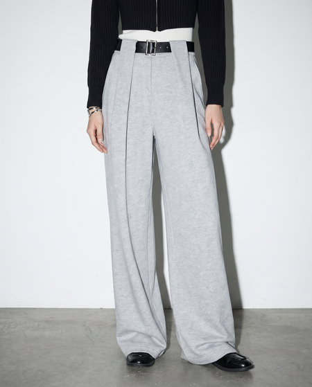 Crossover Waist Pleated Sweatpants