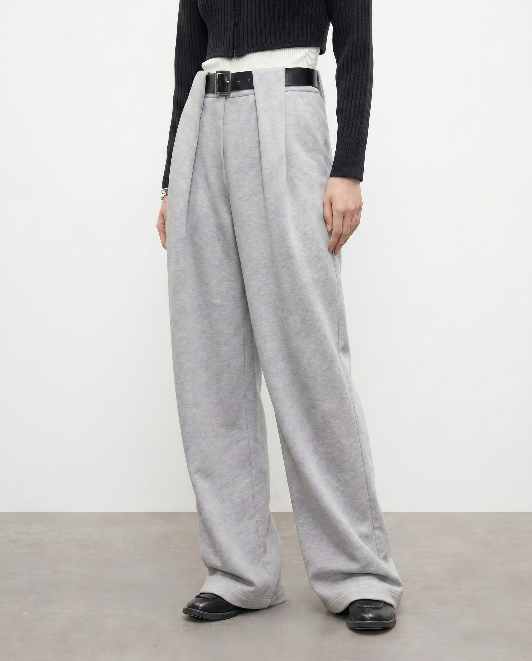 Crossover Waist Pleated Sweatpants-4