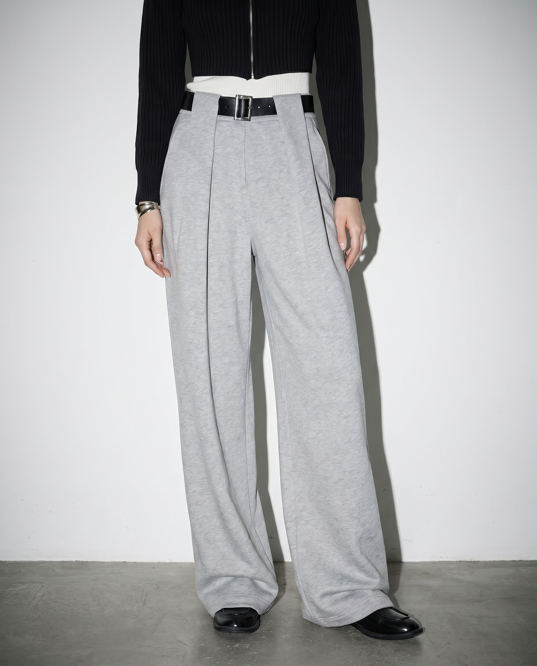 Crossover Waist Pleated Sweatpants-5