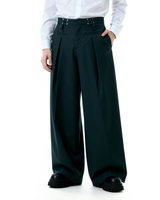 Adjustable Waist Hook Pleated Pants - nightcity clothing