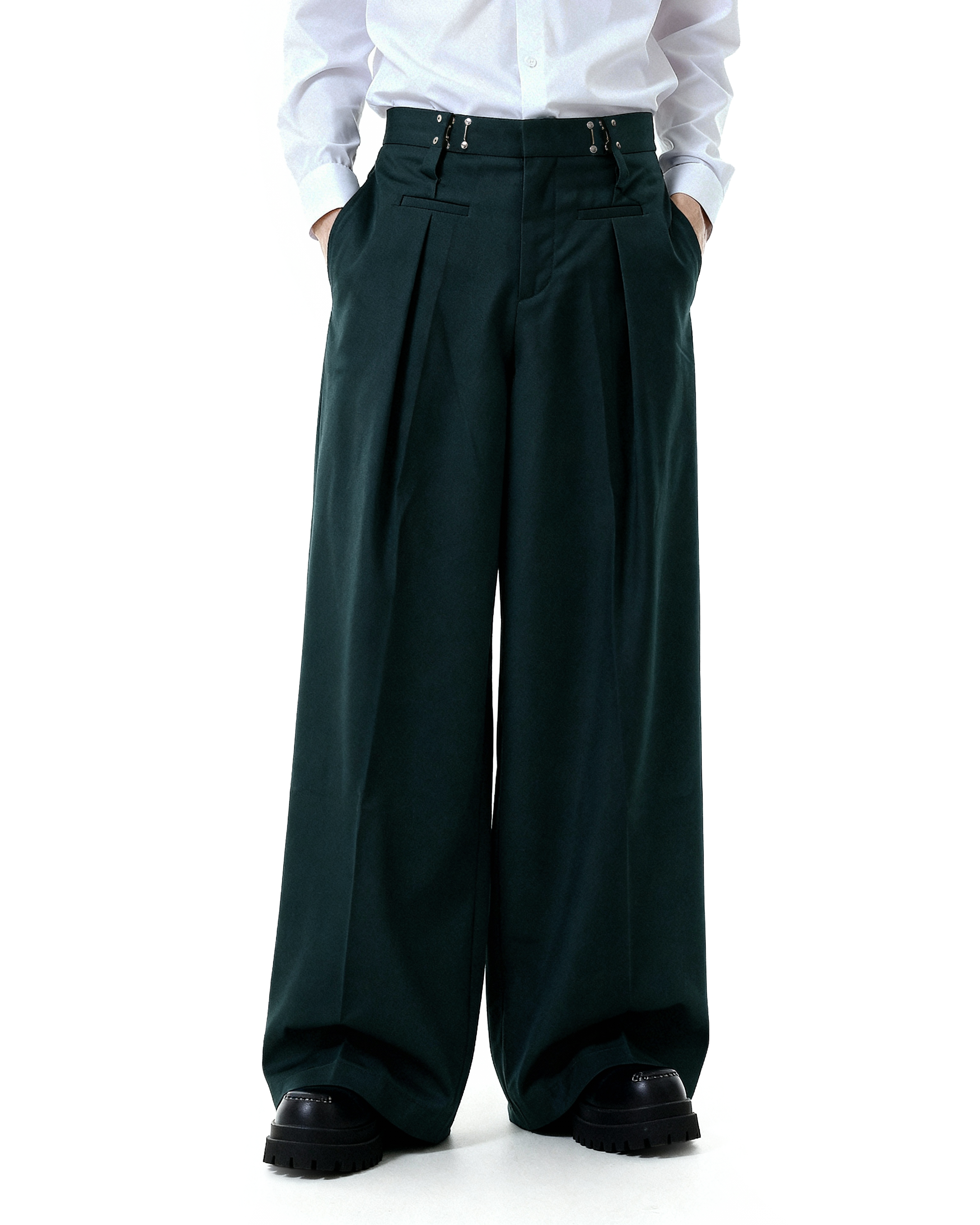 Adjustable Waist Hook Pleated Pants - nightcity clothing