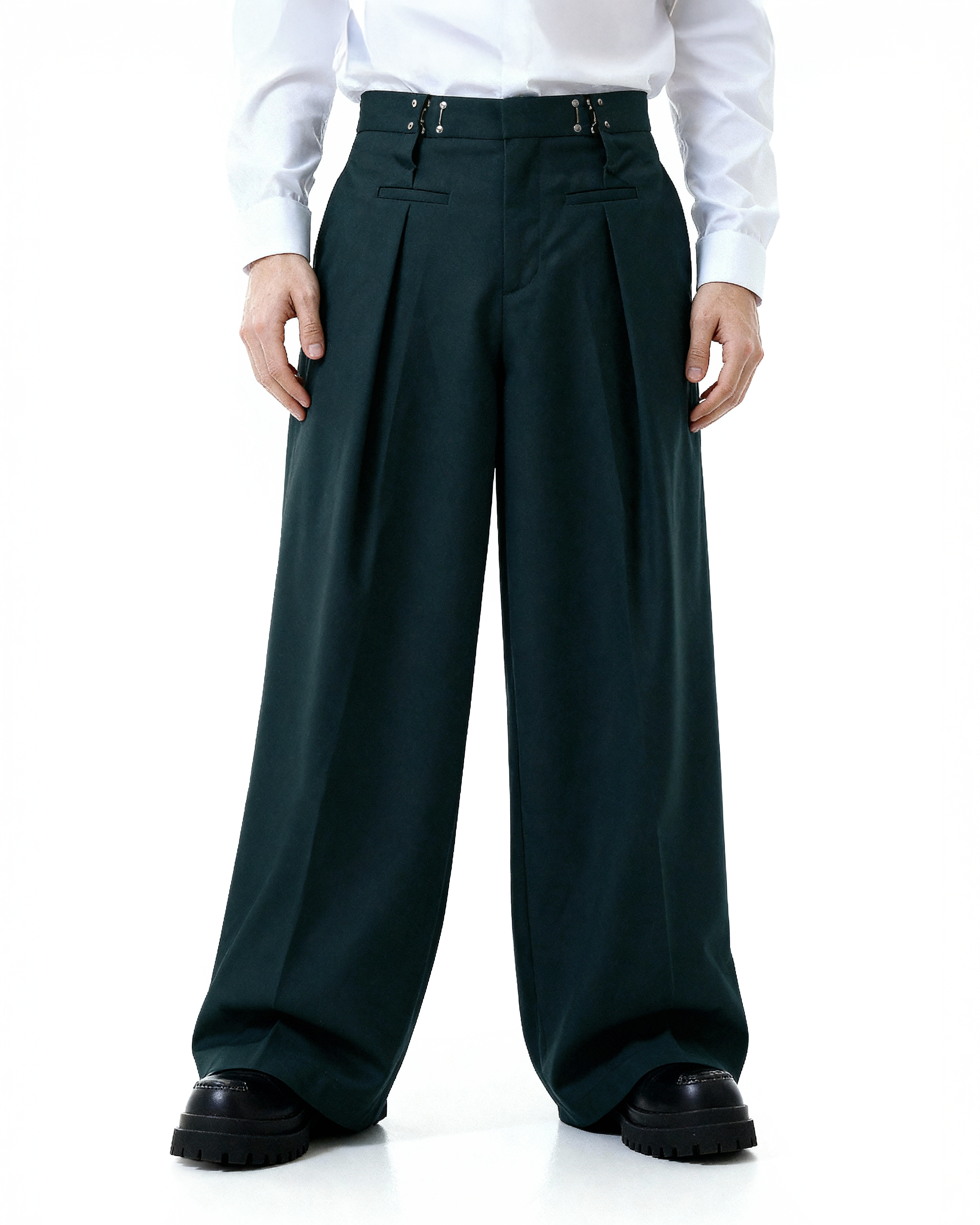 Adjustable Waist Hook Pleated Pants - nightcity clothing
