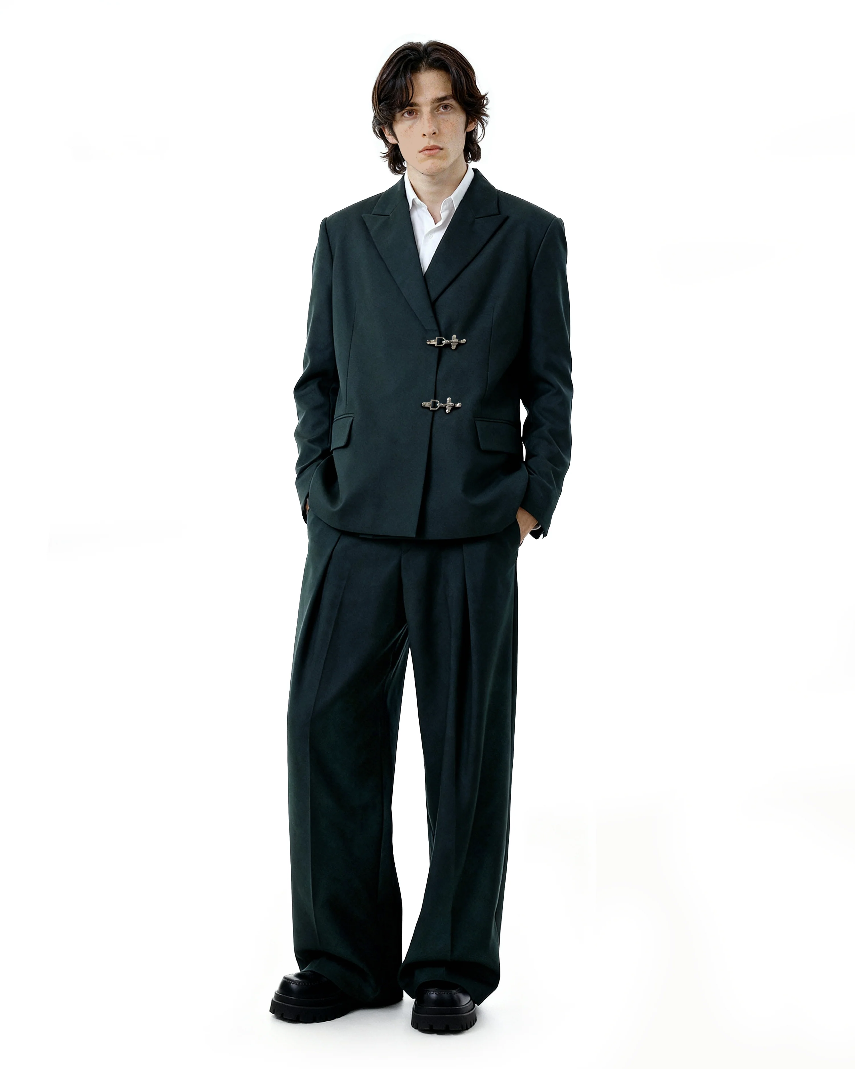 Oversized Fireman Buckle Blazer - nightcity clothing