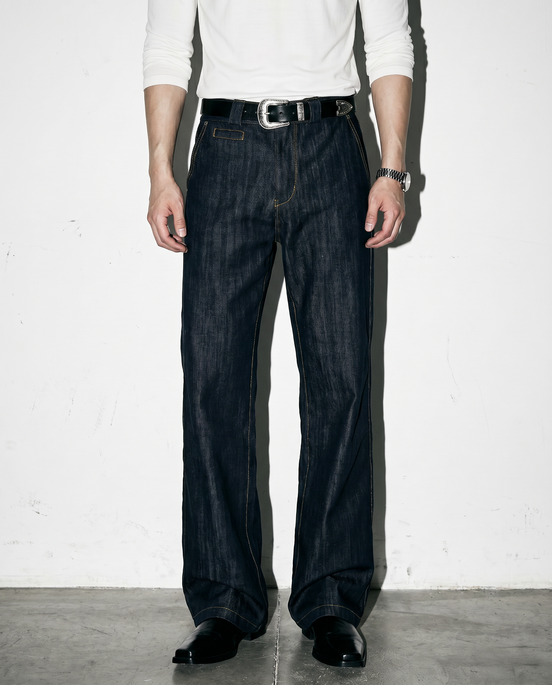 Dark Wash Mid-Rise Bootcut Jeans-4