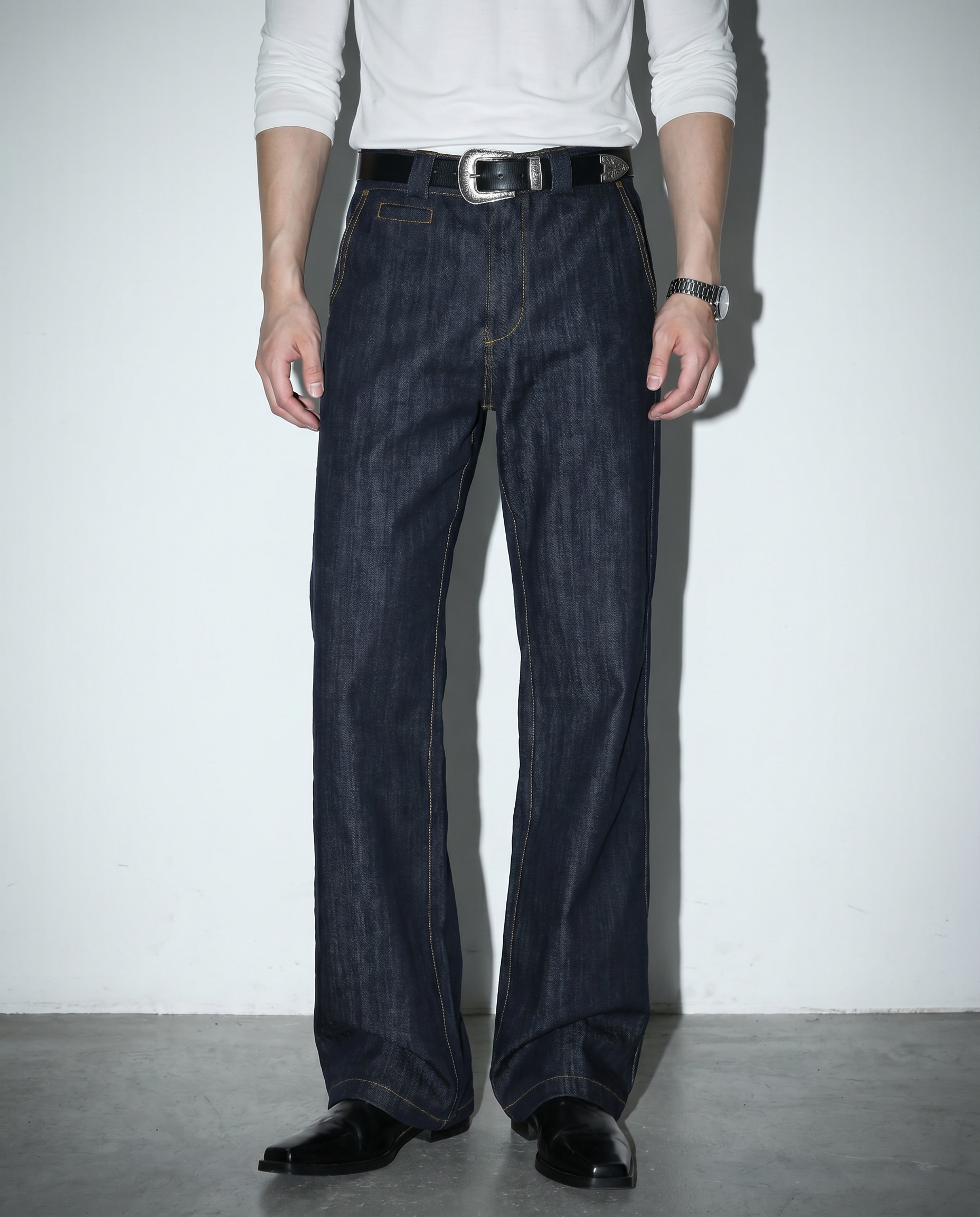Dark Wash Mid-Rise Bootcut Jeans-5