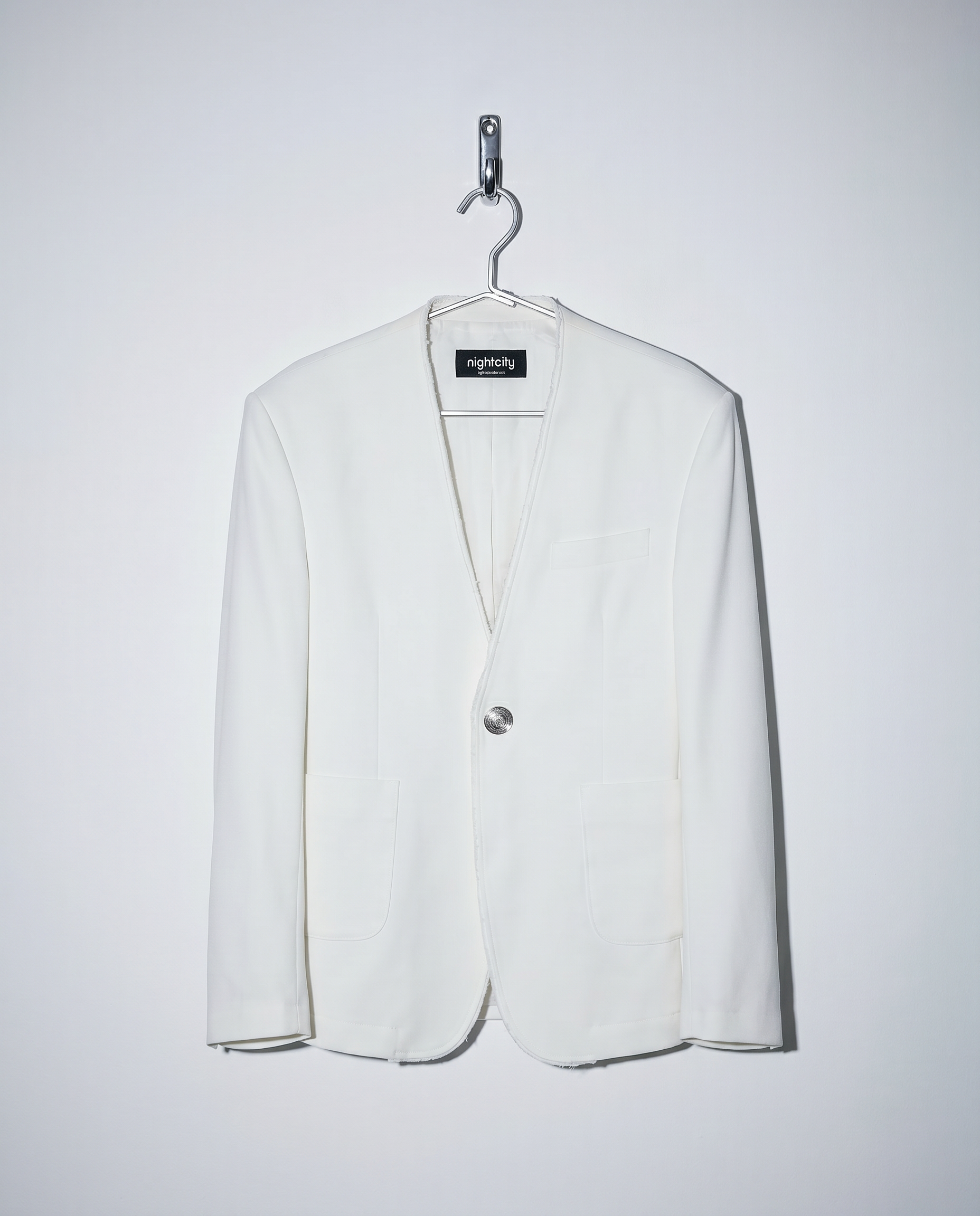 Distressed Hem Single Breasted Blazer with Patch Pockets-5