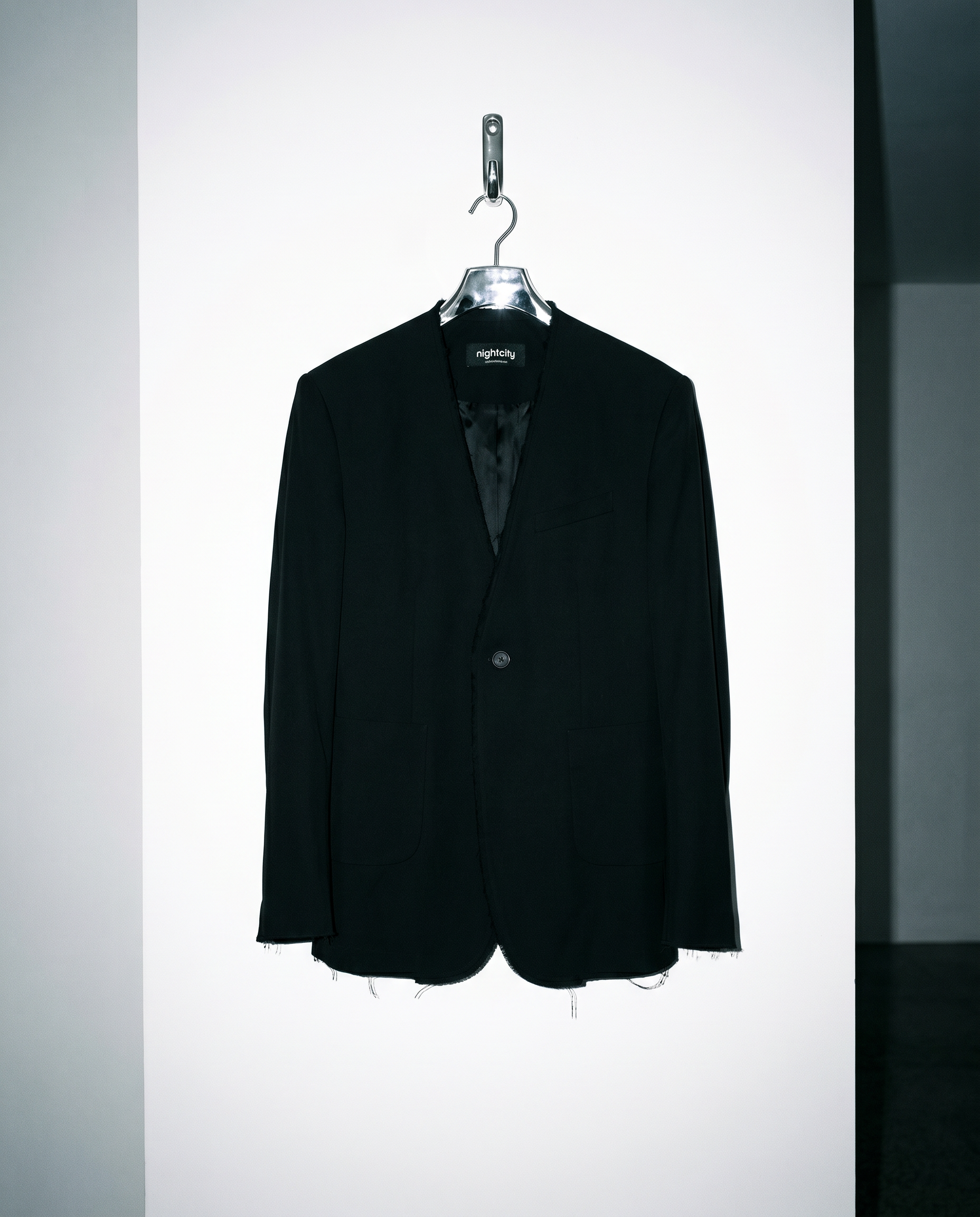 Distressed Hem Single Breasted Blazer with Patch Pockets-11
