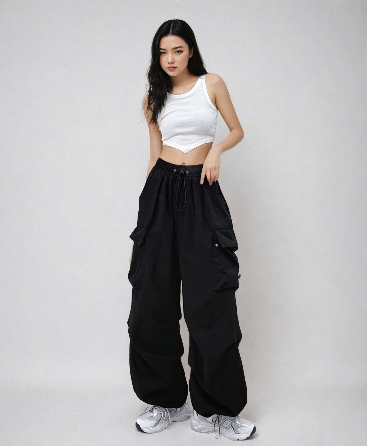 Wide Leg Drawstring Cuff Lightweight Pants - nightcity clothing