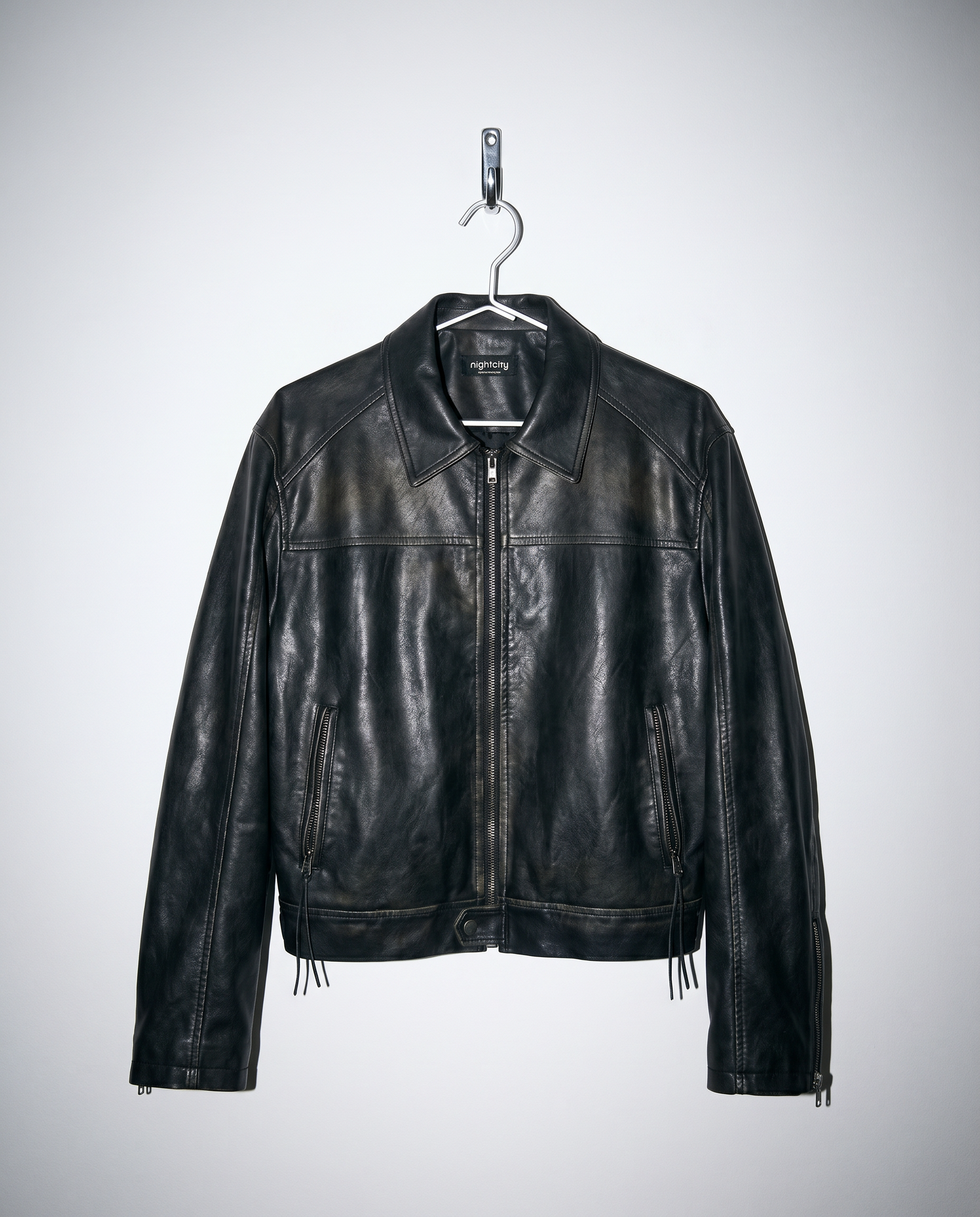 Boxy Paneled Vintage Faux Leather Jacket-5