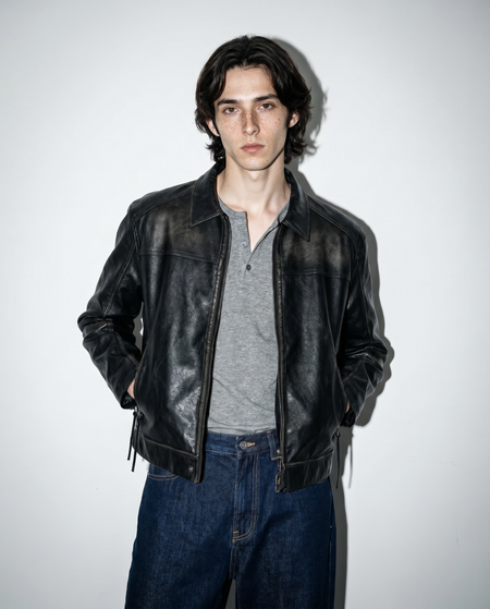 Boxy Paneled Vintage Faux Leather Jacket
