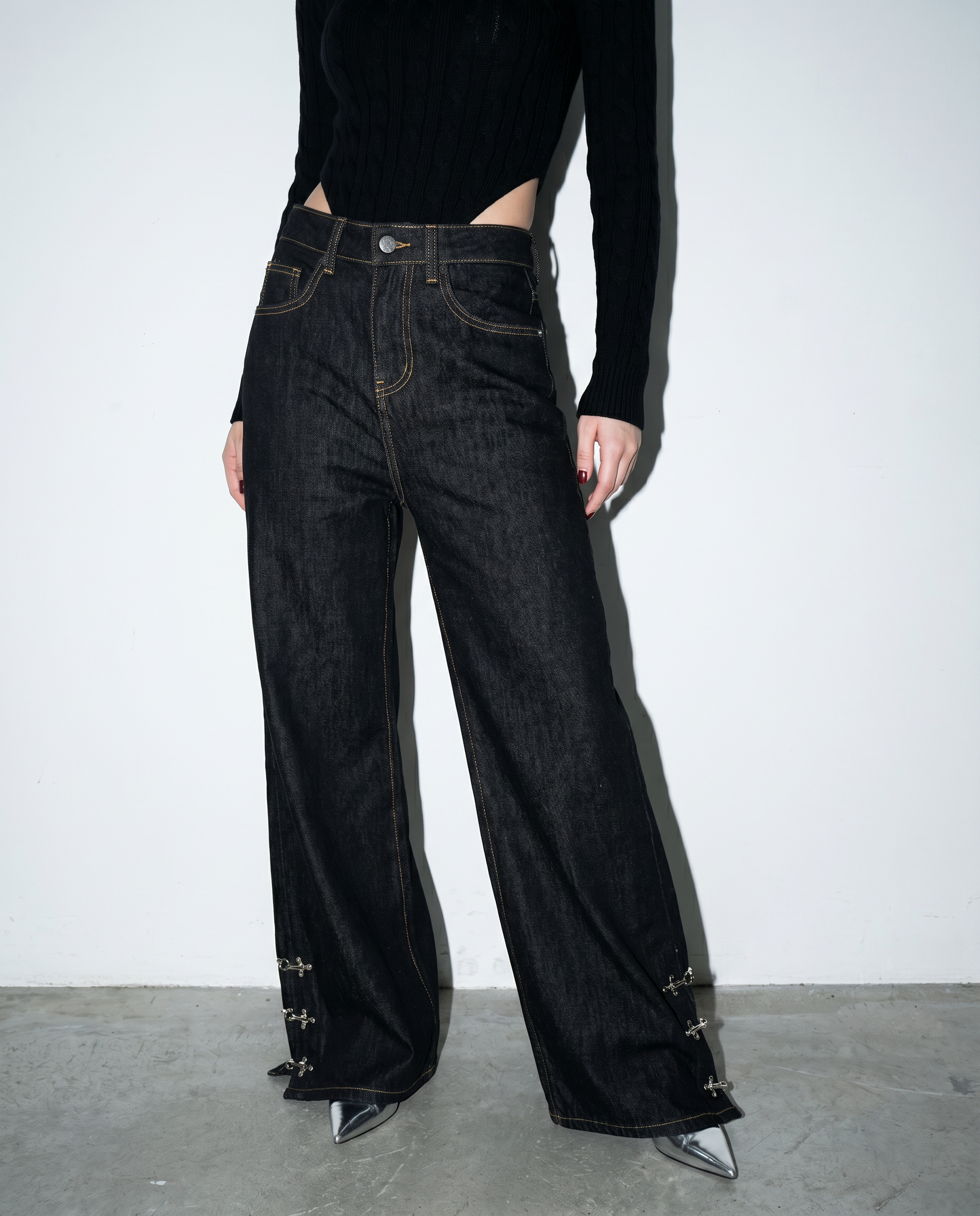 Fireman Clasp Hem Flare Jeans-3