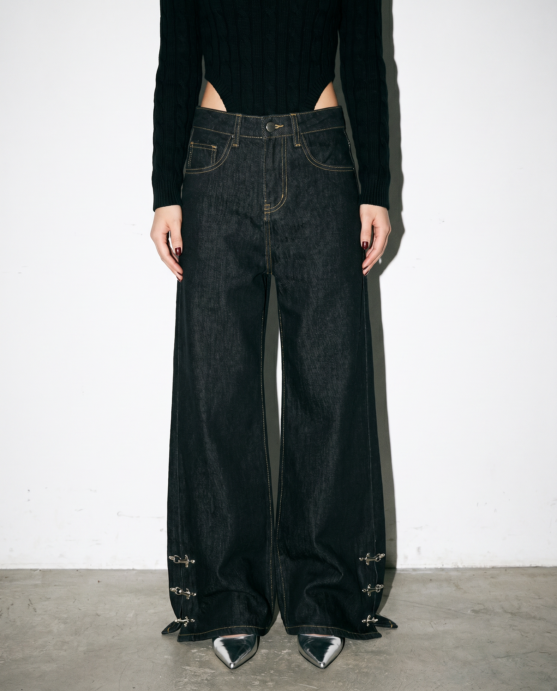 Fireman Clasp Hem Flare Jeans-1