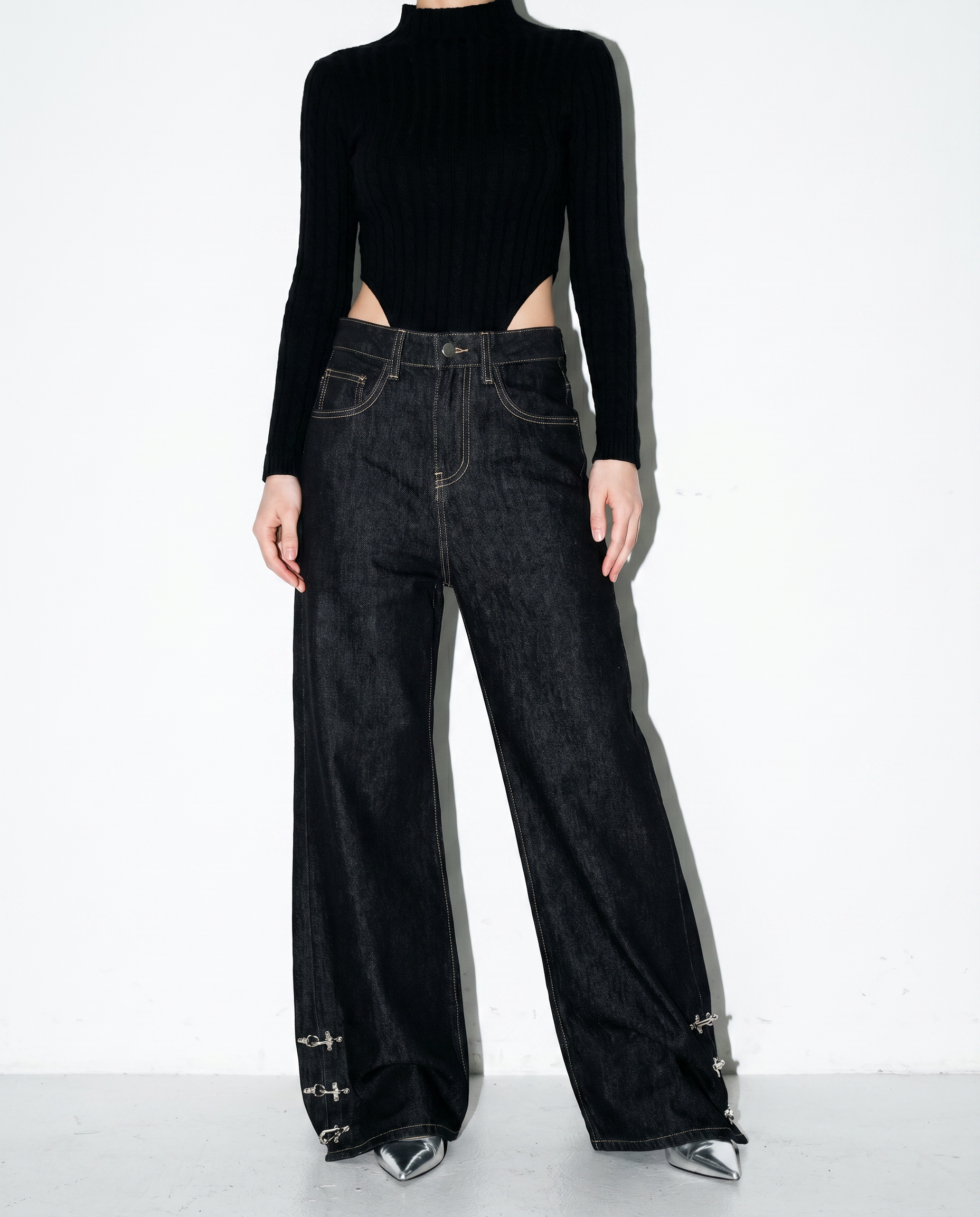 Fireman Clasp Hem Flare Jeans-9
