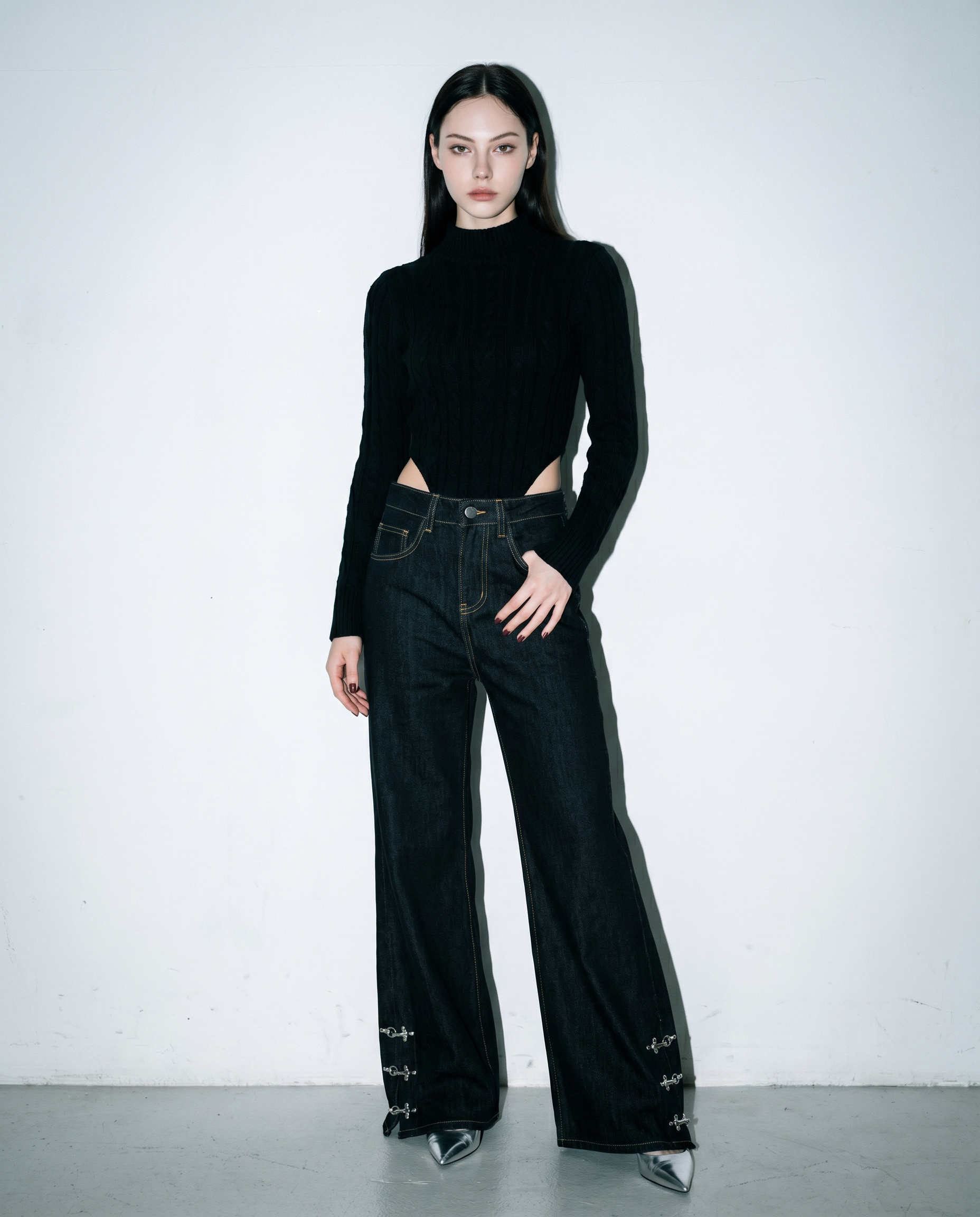 Fireman Clasp Hem Flare Jeans-5