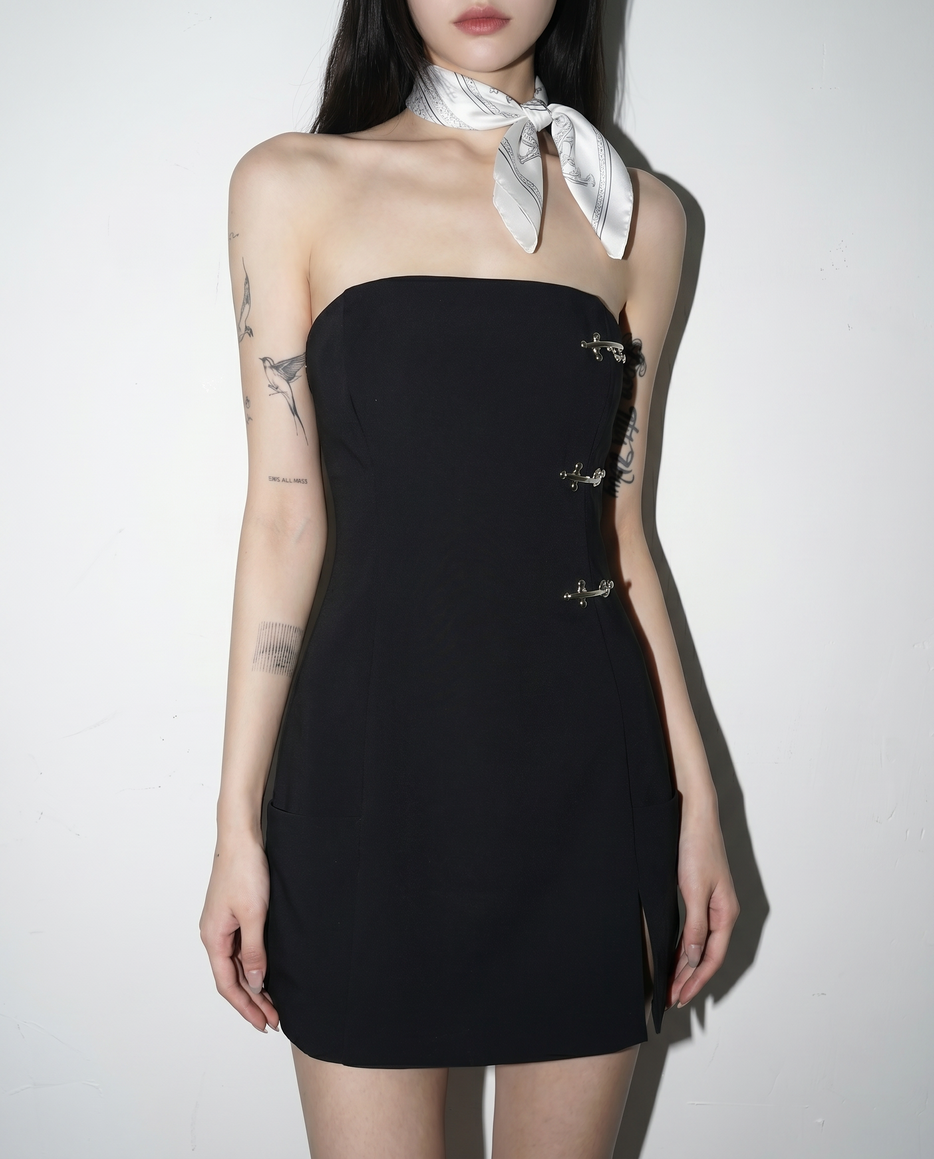 Fireman Clasp Tailored Mini Tube Dress-3