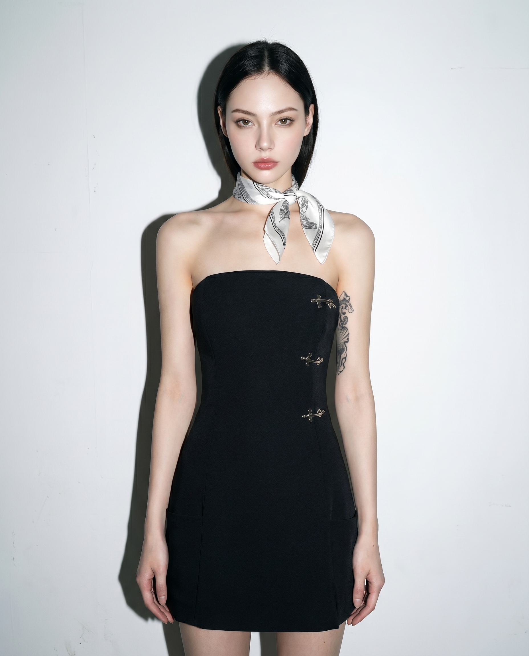Fireman Clasp Tailored Mini Tube Dress-4