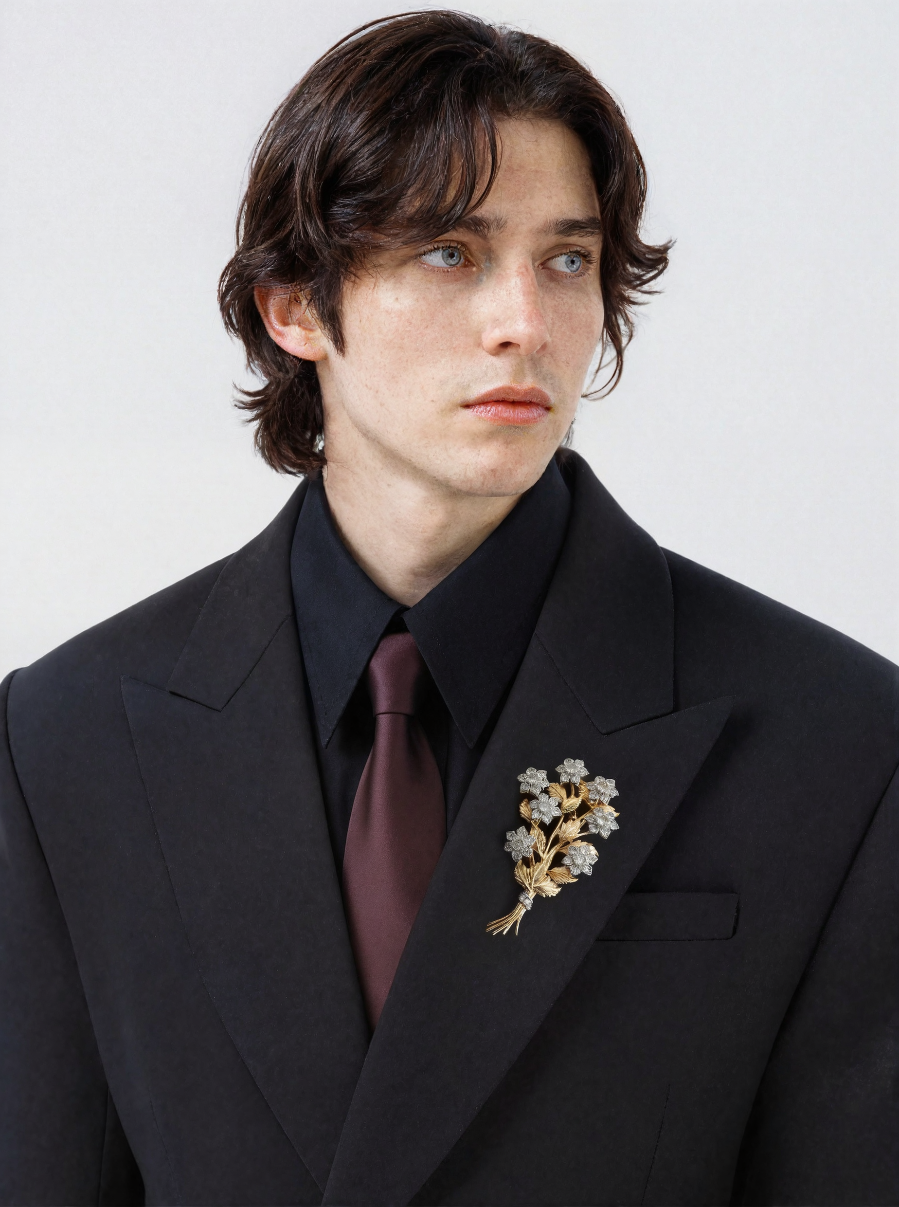 Floral Bouquet Gold-Plated Brooch