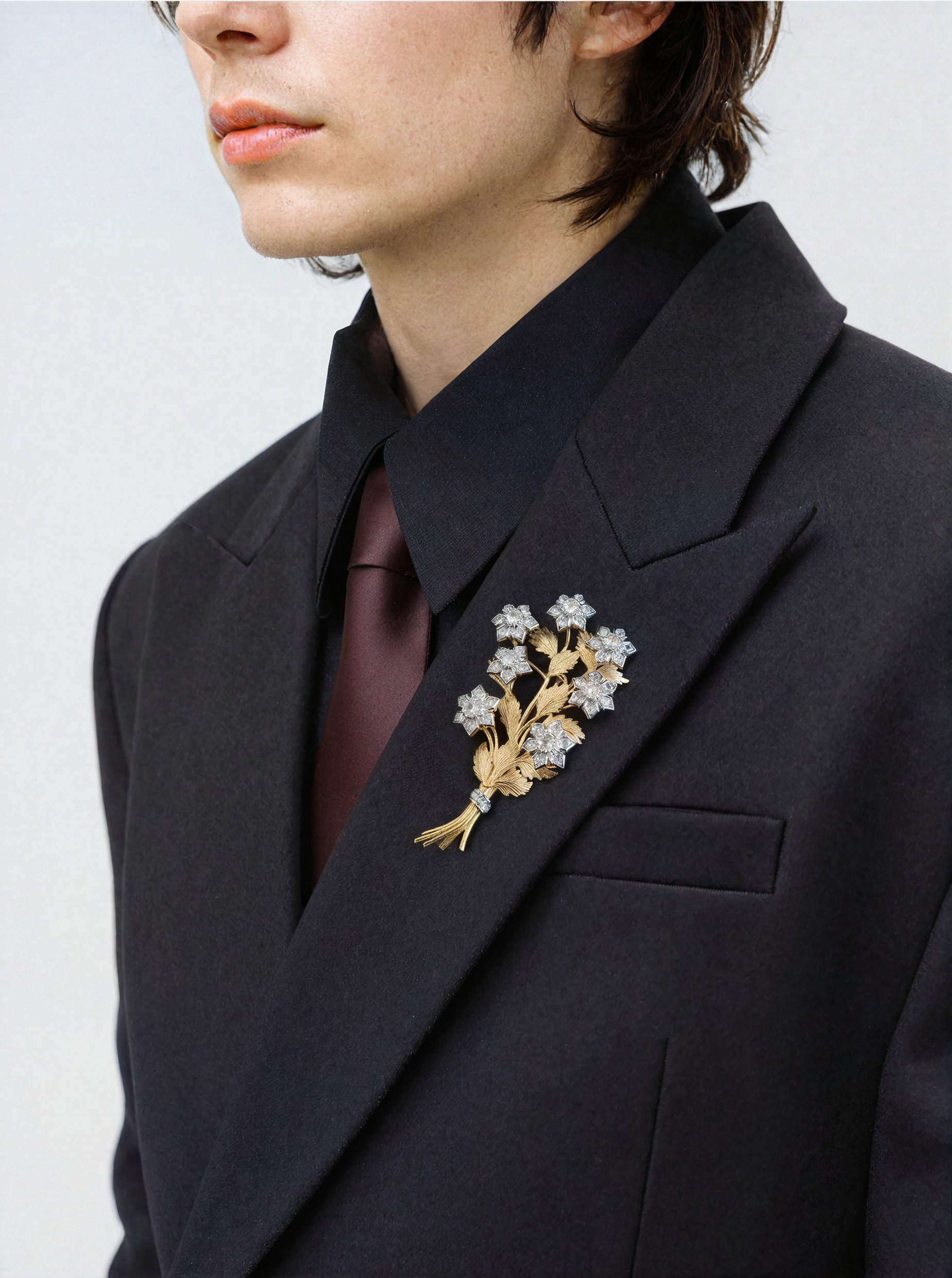 Floral Bouquet Gold-Plated Brooch