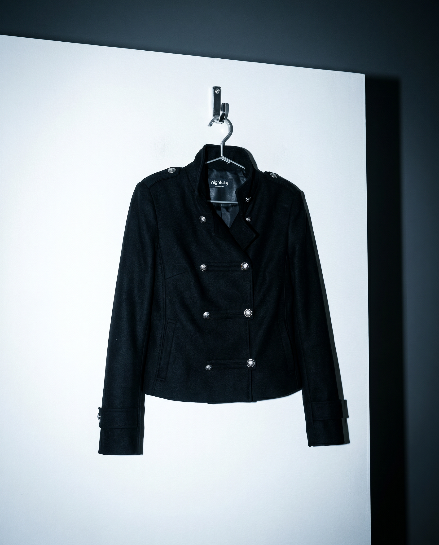 Funnel Neck Double Breasted Military Jacket-20