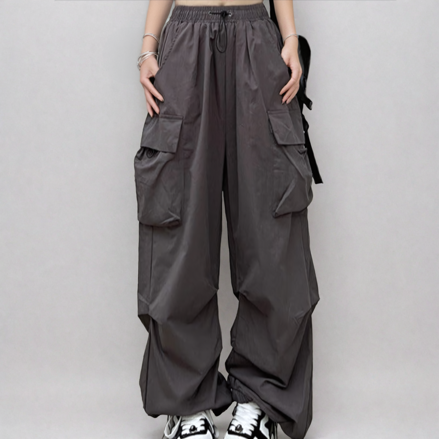 Wide Leg Drawstring Cuff Lightweight Pants - nightcity clothing