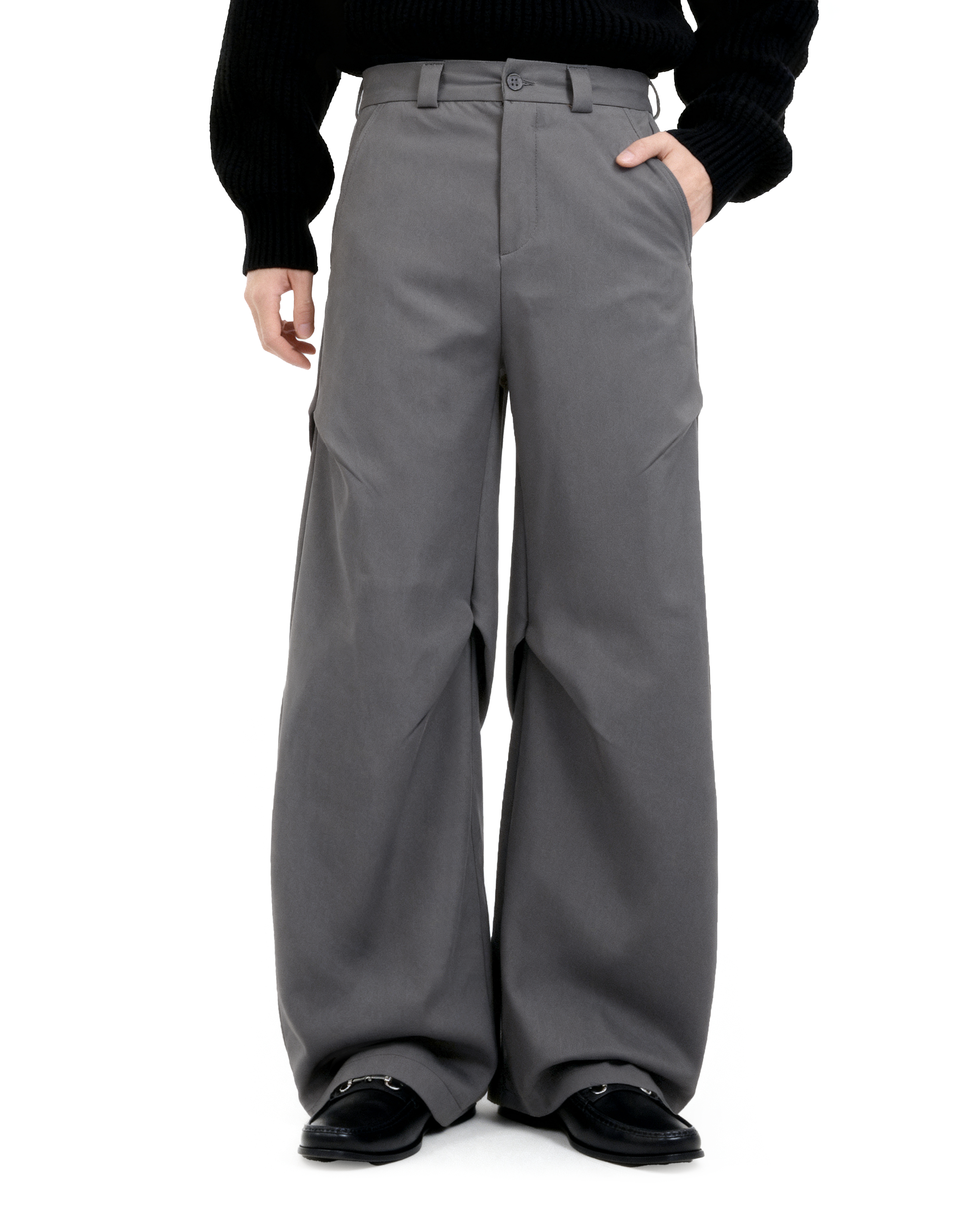 Wide Leg Belted Trousers with Pleated Detail-8