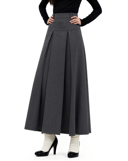 Tiered Pleated Midi Skirt