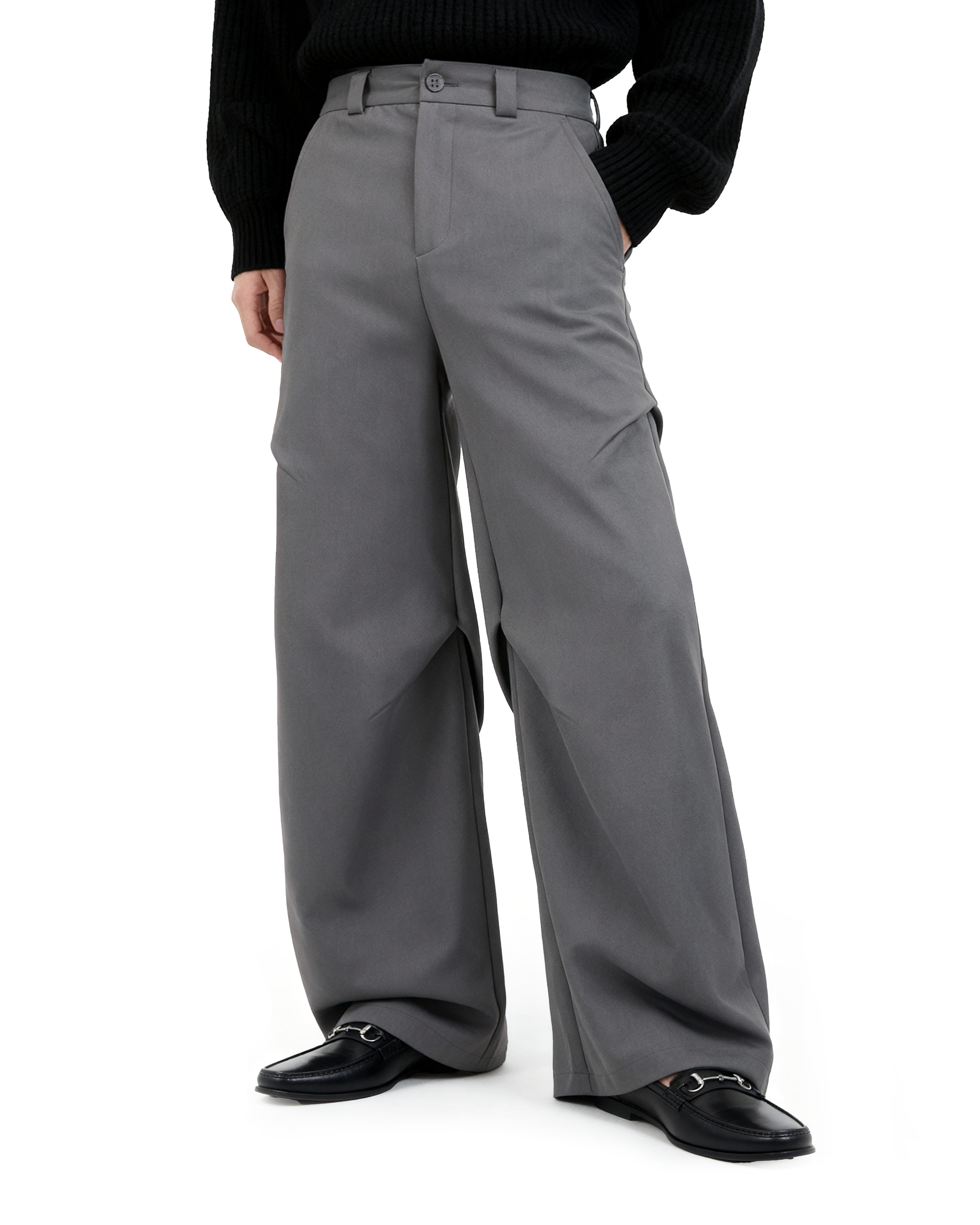 Wide Leg Belted Trousers with Pleated Detail-9